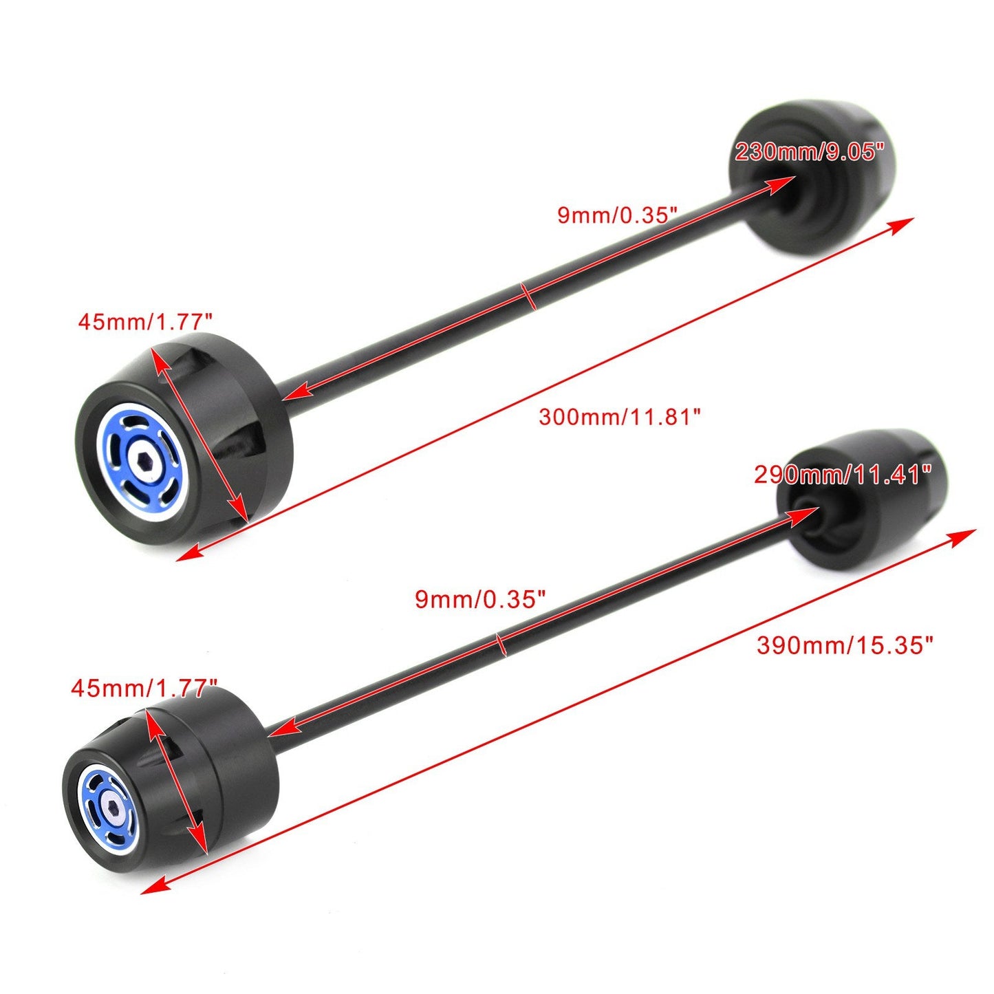 FRONT + REAR Axle Fork Wheel Slider Blue Fit for Ducati Scrambler 400 800 1100