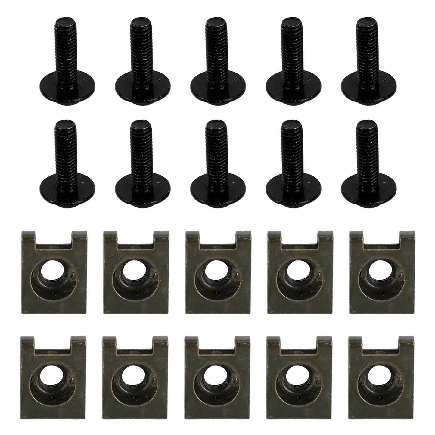 Motorcycle Aluminum Fairing Screen M6x20mm Screw Bolts Clips kit Black QTY 10