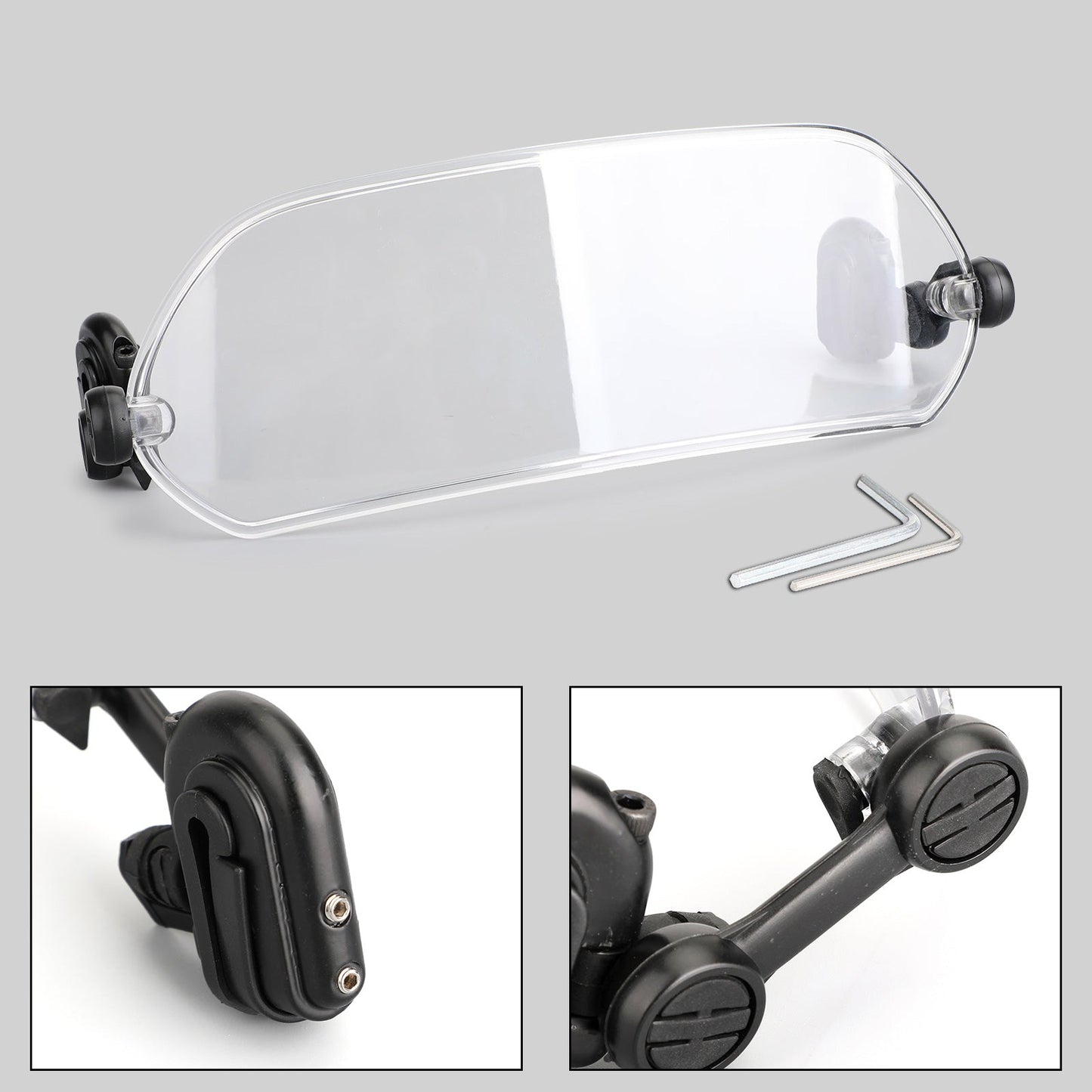 Universal Adjustable Clip On Windshield Extension Spoiler Wind Deflector Clear