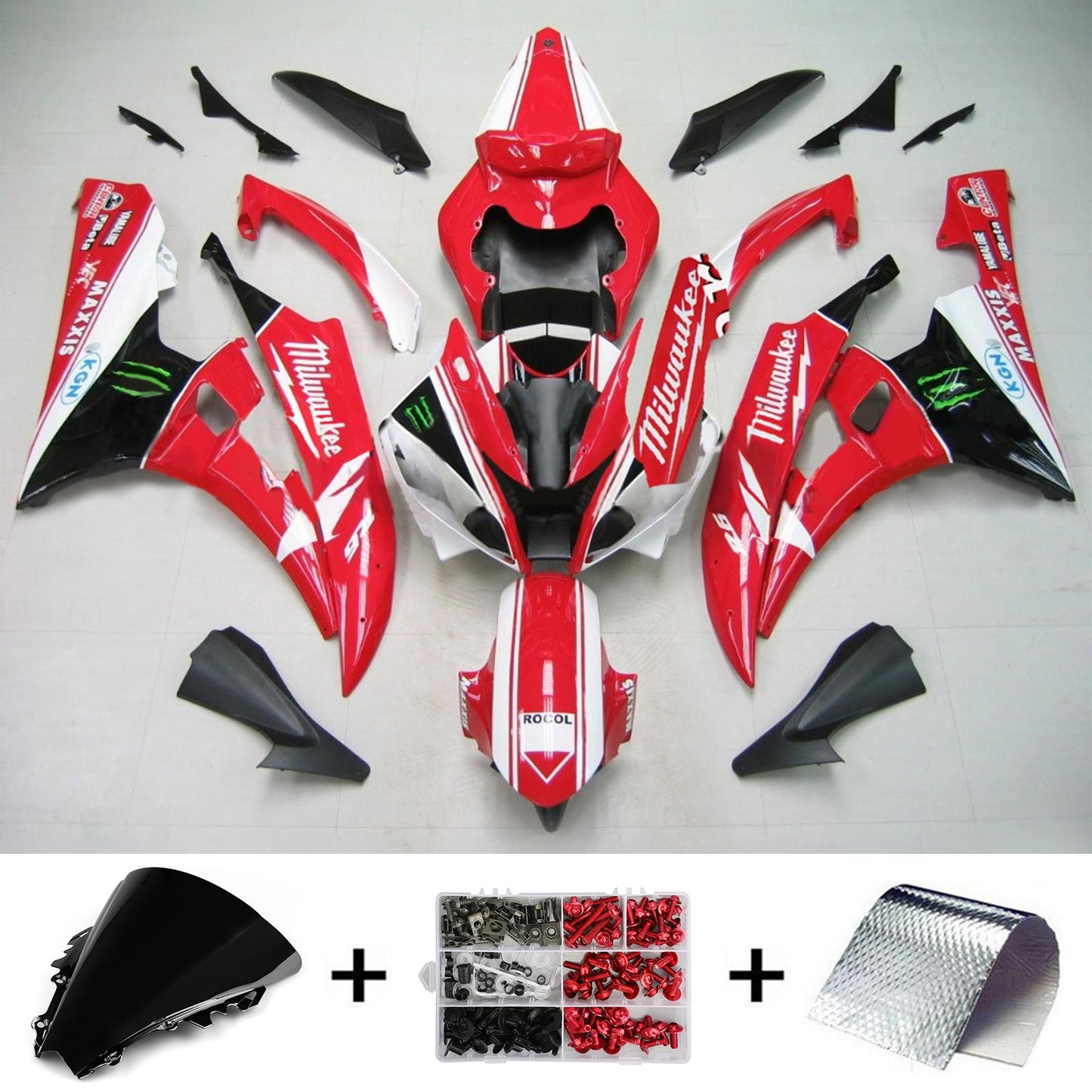 2006-2007 Yamaha YZF 600 R6 Amotopart Injection Fairing Kit Bodywork Plastic ABS #142