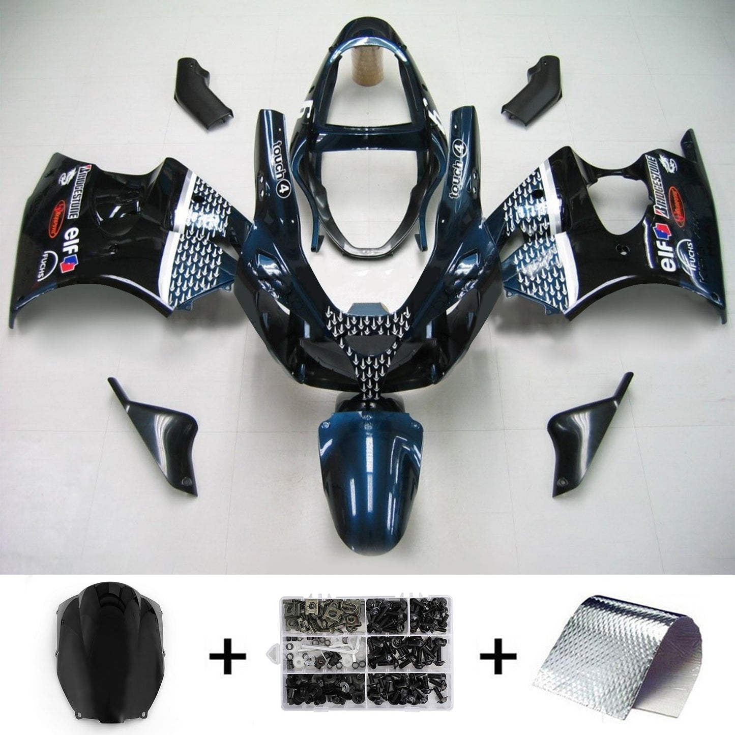 00-02 Kawasaki ZX6R 636 05-08 Kawasaki ZZR600 Amotopart Injection Fairing Kit Bodywork Plastic ABS #116