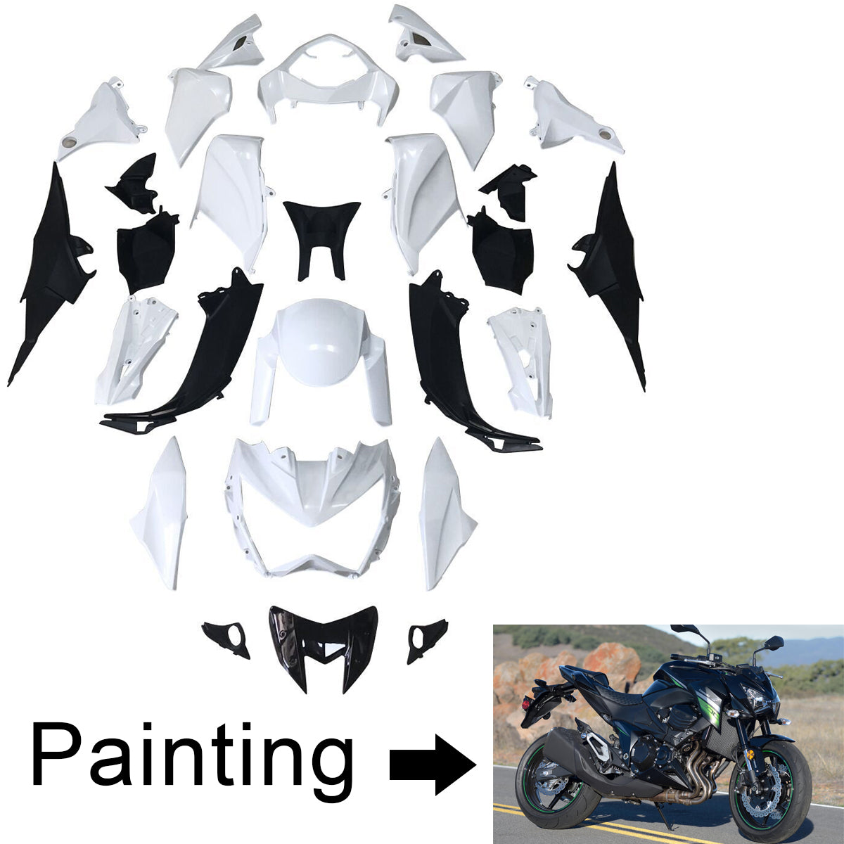 2013-2018 Kawasaki Z800 Amotopart Injection Fairing Kit Bodywork Plastic ABS #104