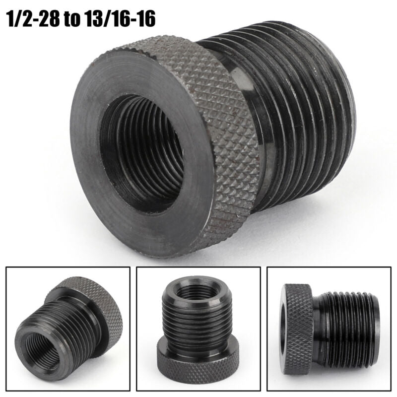 1/2-28 to 13/16-16 Threaded Adapter Black Anodized Alum Automotive Oil Filter Black