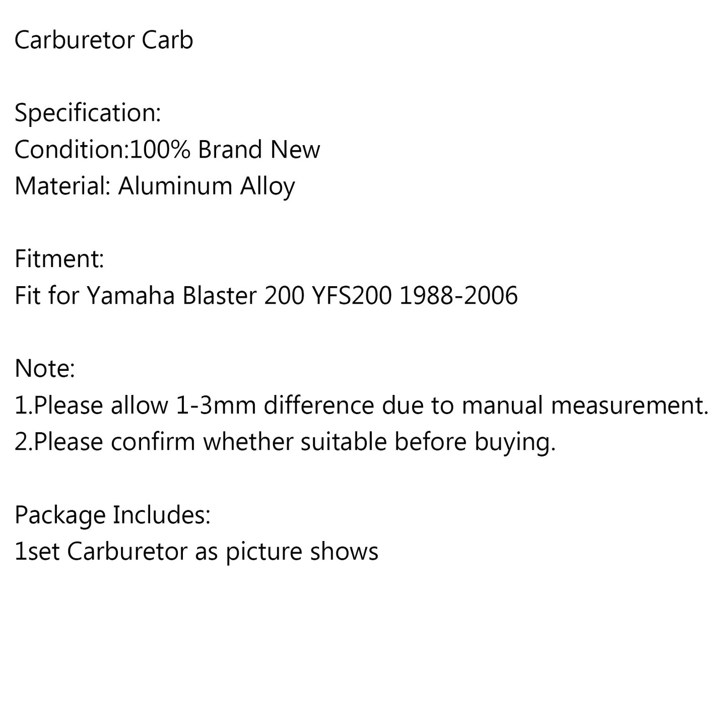 Carburetor Carb For Yamaha Blaster 200 YFS200 1988-2006 TI