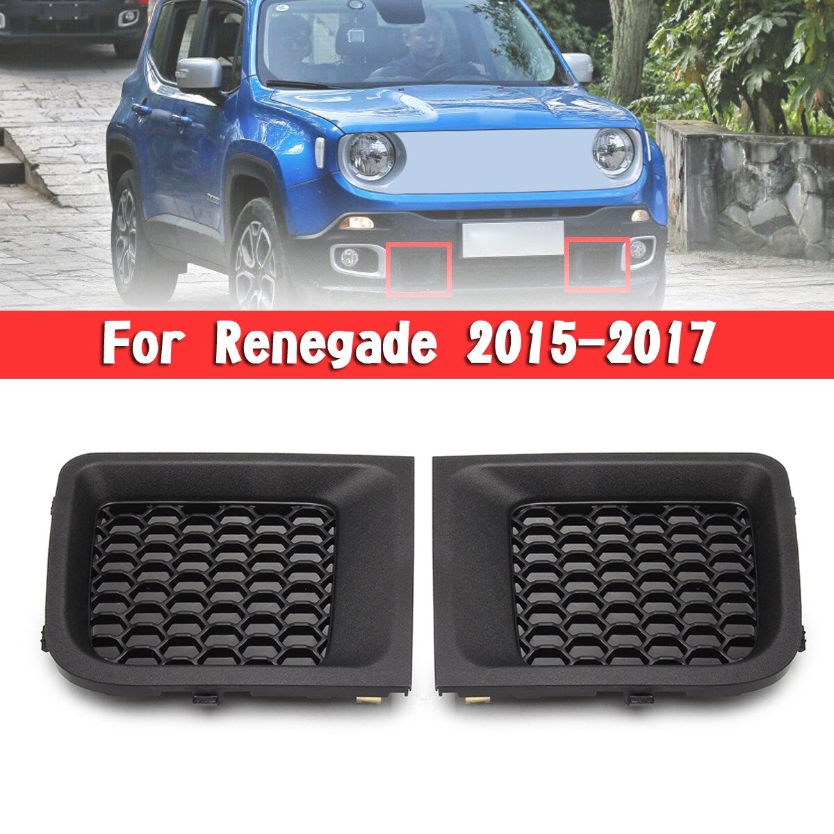 Left & Right Front Bumper Lower Grille Bezel Cover Fit Renegade 2015-2017