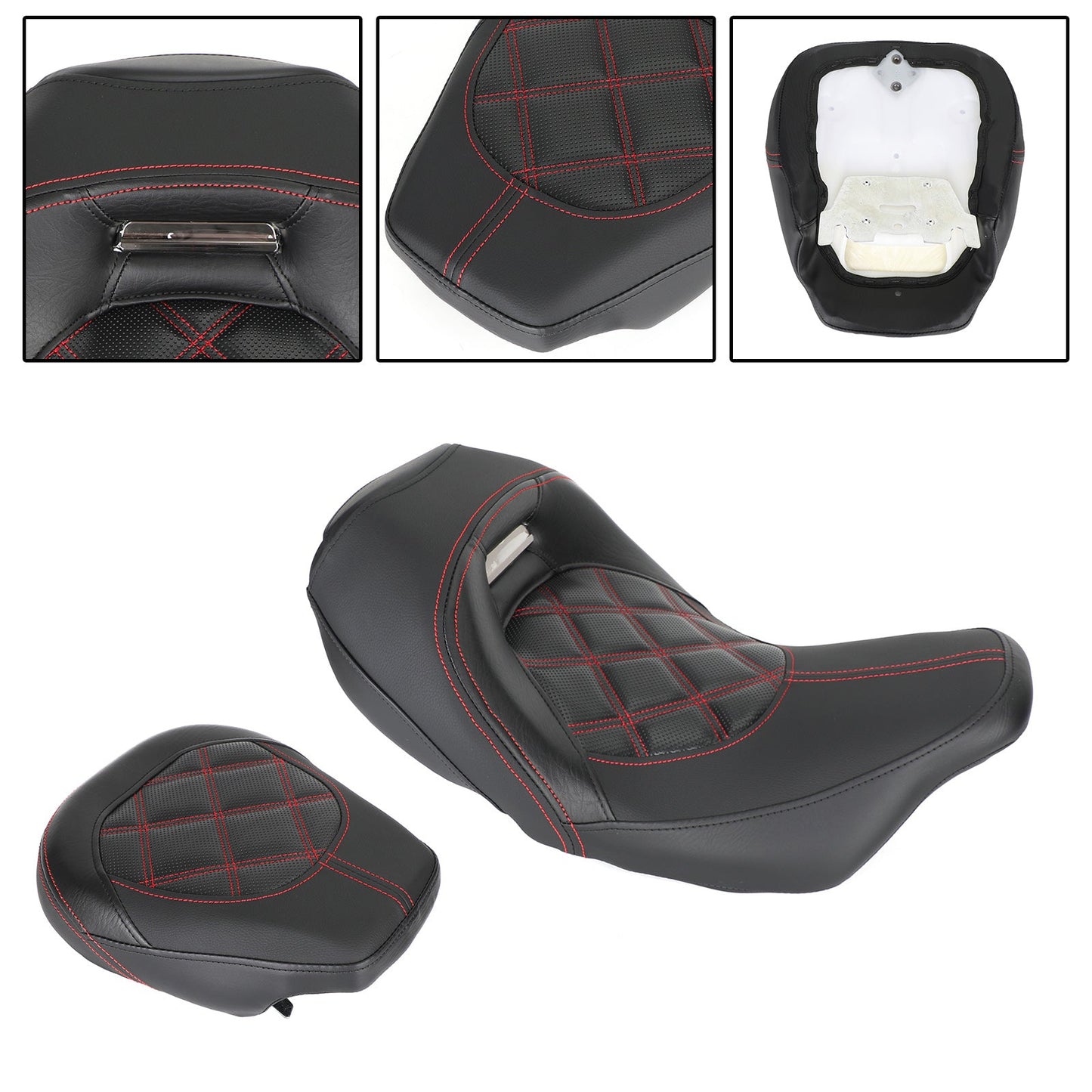 Driver Passenger Seat Red Fit For Harley Cvo Touring Road Glide Fltr 09-21 20