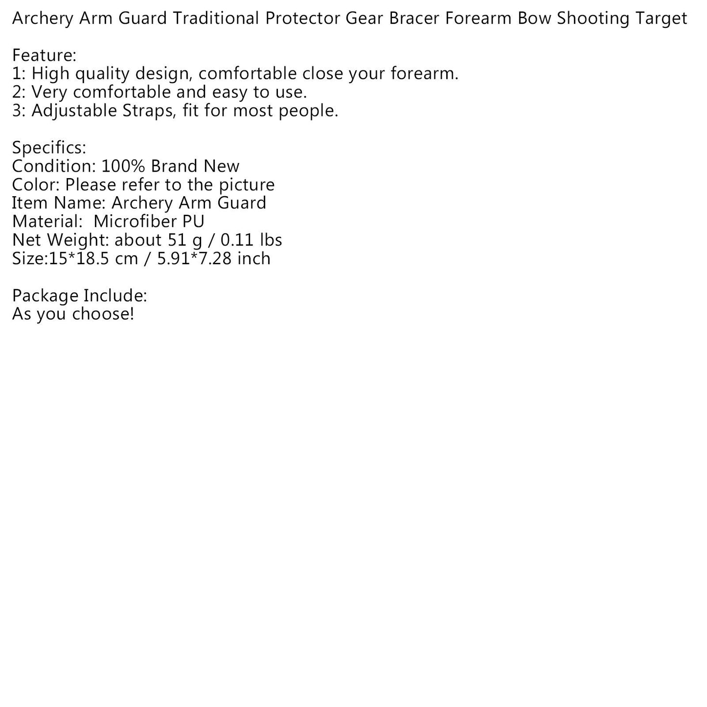 Archery Arm Guard Traditional Protector Gear Bracer Forearm Bow Shooting Target