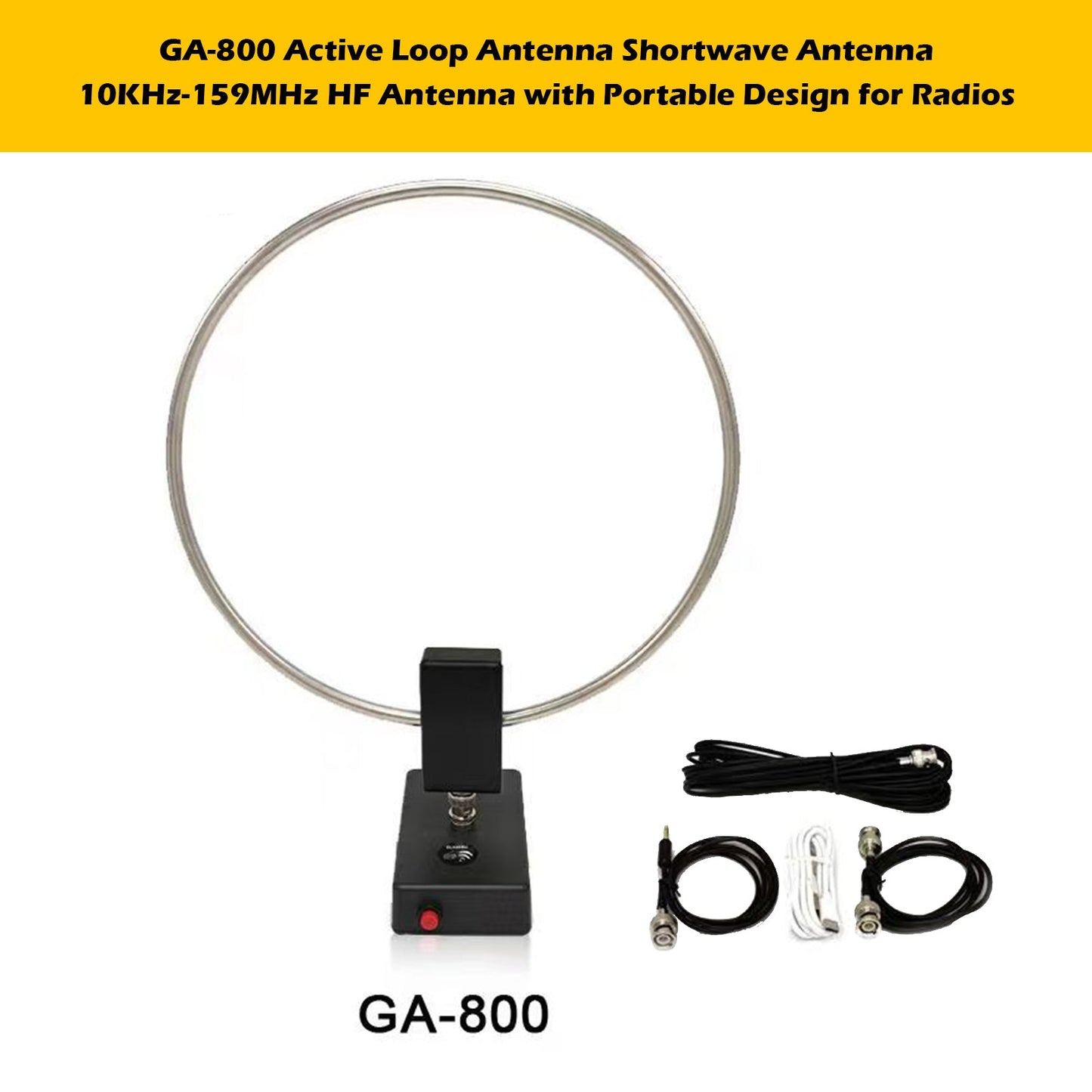 GA-800 Active Loop Antenna Shortwave Antenna 10KHz-159MHz HF Portable for Radios