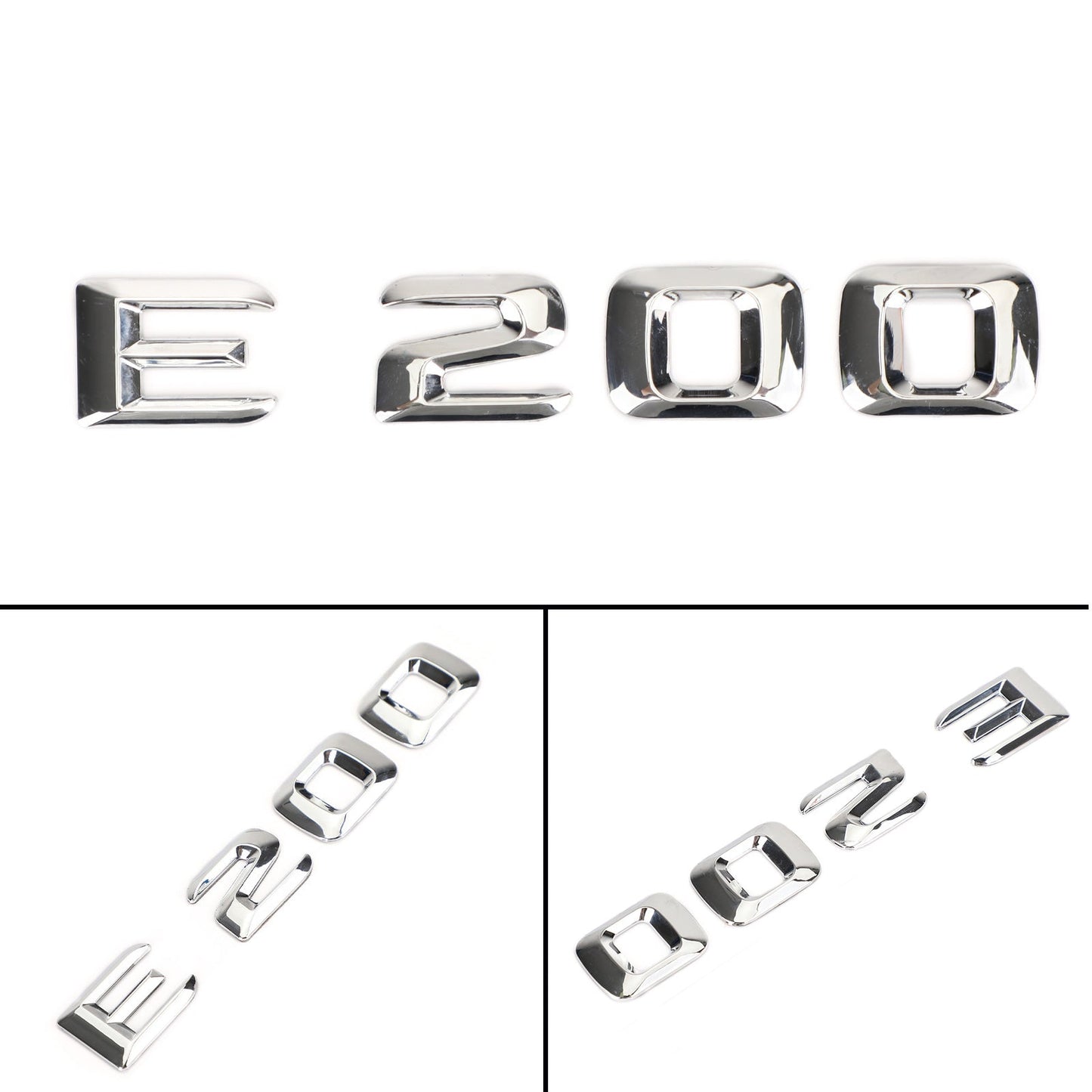 Rear Trunk Emblem Badge Nameplate Decal Letters Numbers Fit Mercedes E200 Chrome