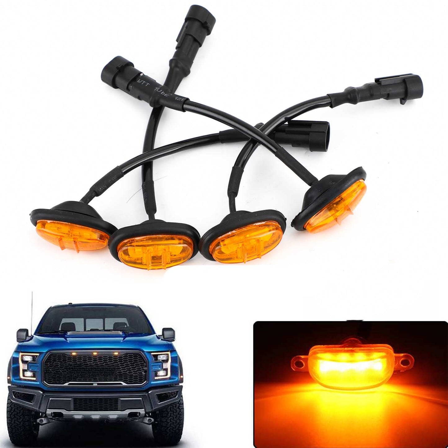 Bapmic Yellow Wheel Fender Signal Led Light Fit For Ford F-150 Raptor 2017-2019