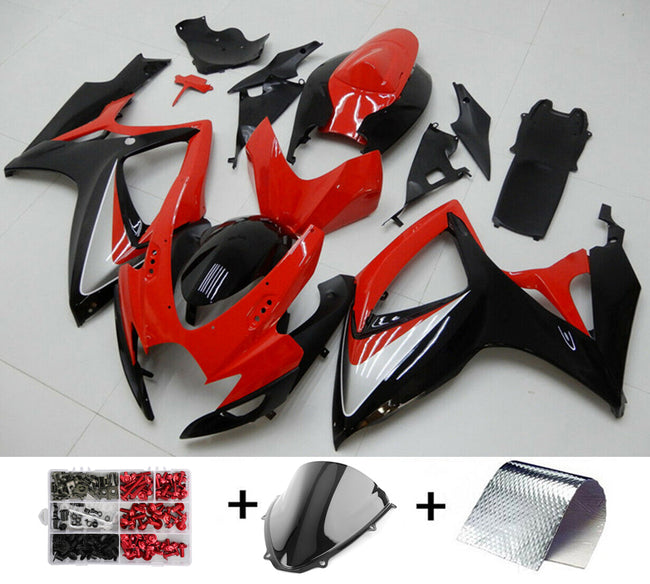 2006-2007 Suzuki GSXR600 750 Red Black Fairing Kit by Amotopart Fairings