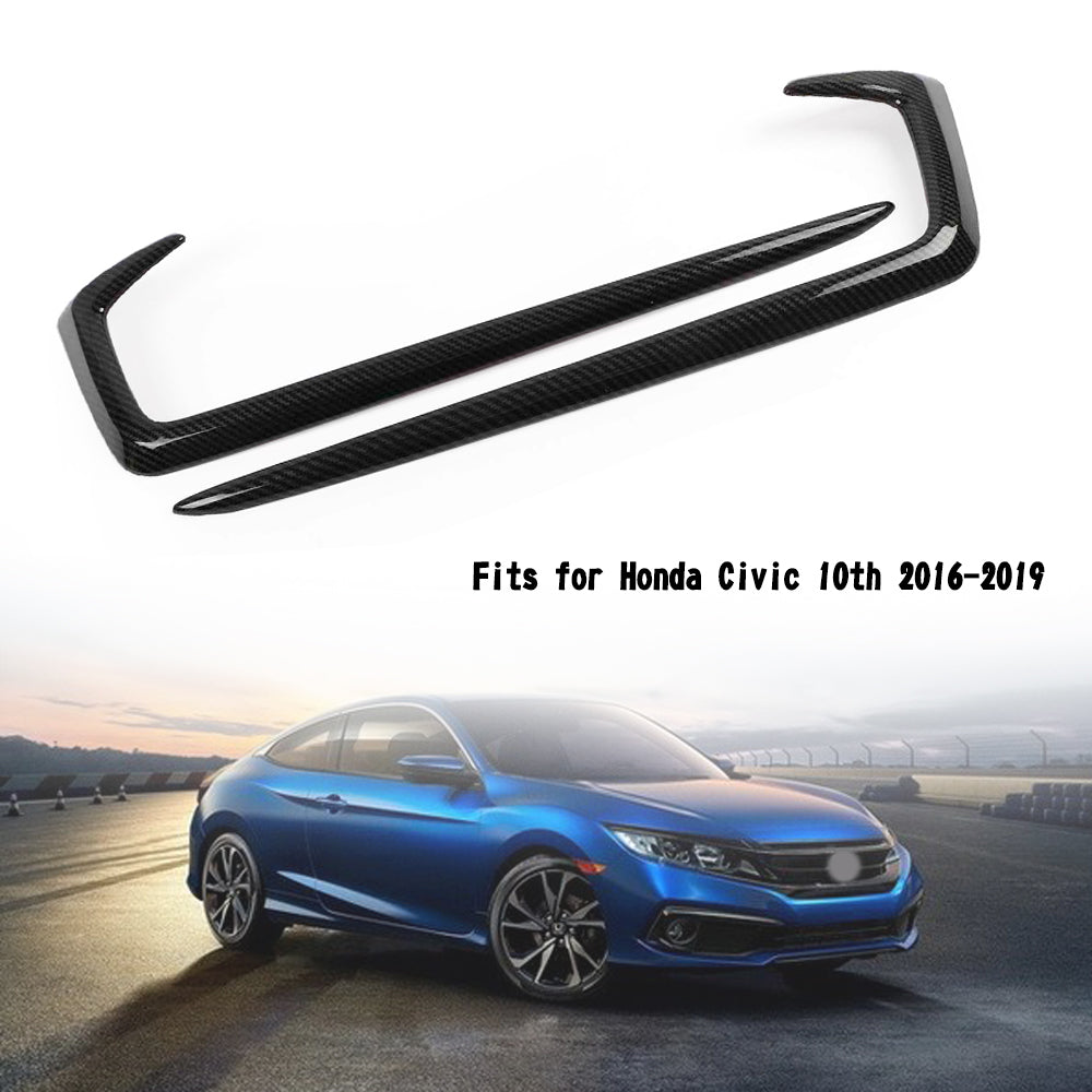 Carbon Fiber Front Fog Light Lamp Eyebrow Cover Trim For Civic 10th 2016-2019