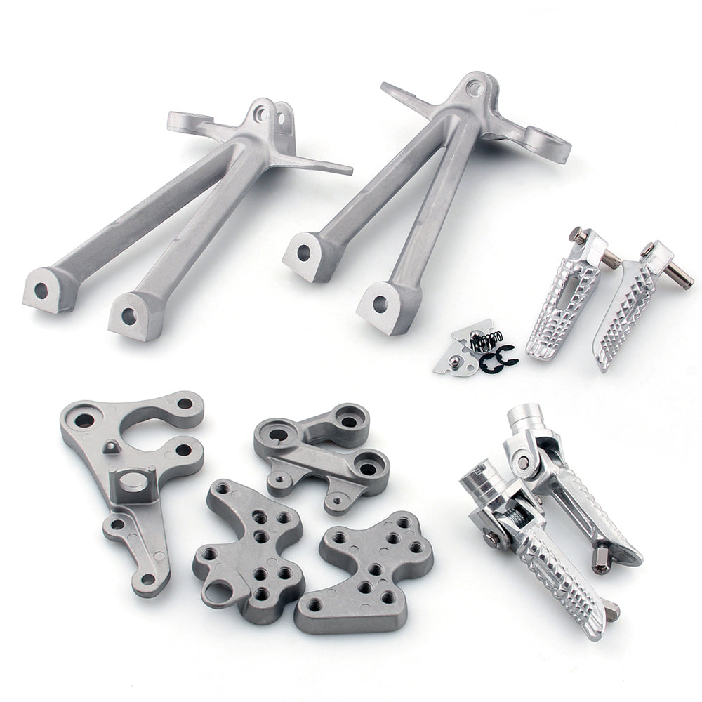 Front + Rear Foot Pegs Footrest Bracket Fit for Suzuki GSX-R GSXR 1000 2007 2008