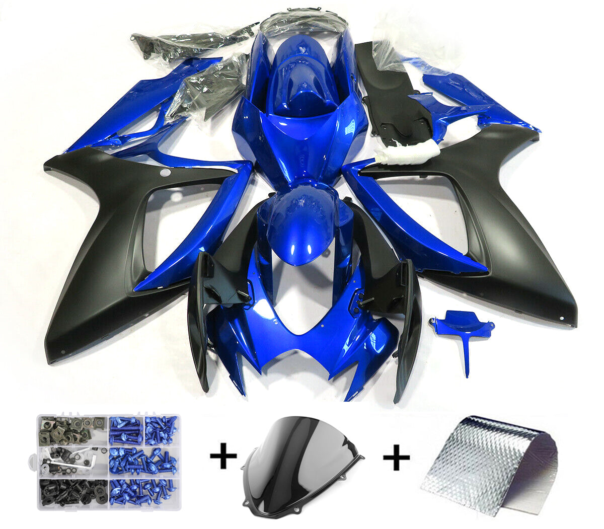 2006-2007 Suzuki GSXR600 750 Blue Black Fairing Kit by Amotopart Fairings