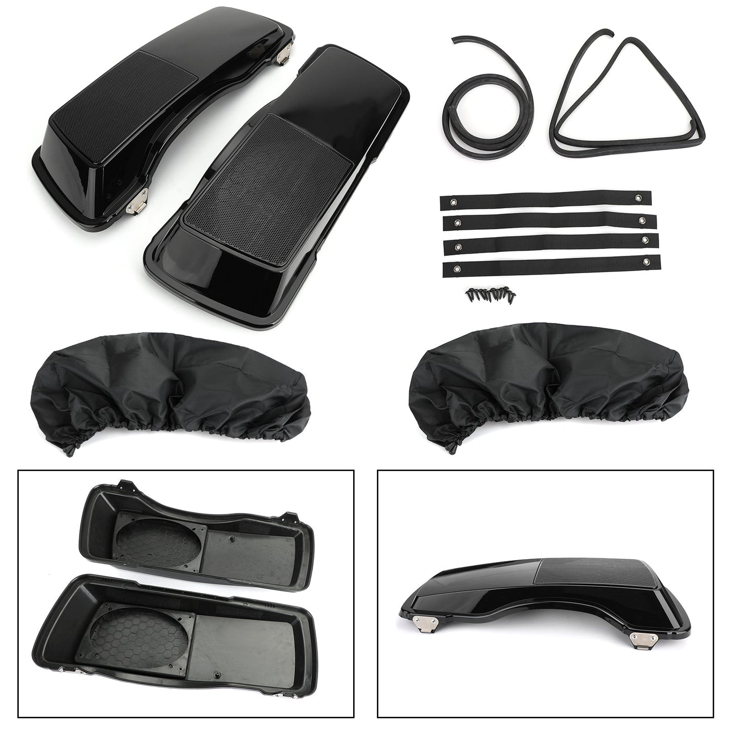 6x9" Saddlebag Speaker Lids For Harley Touring Saddlebags 93-13 Black