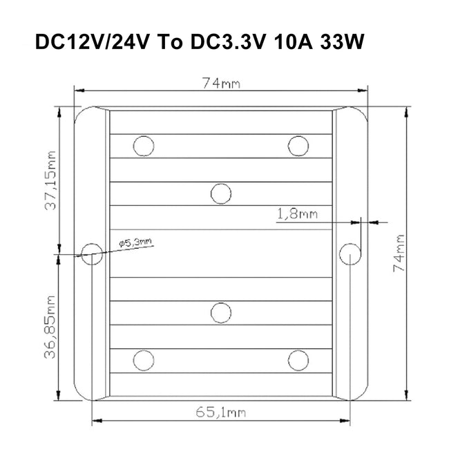 Step Down DC/DC Buck Converter 12V/24V to 3.3V 10A Regulator Power Module