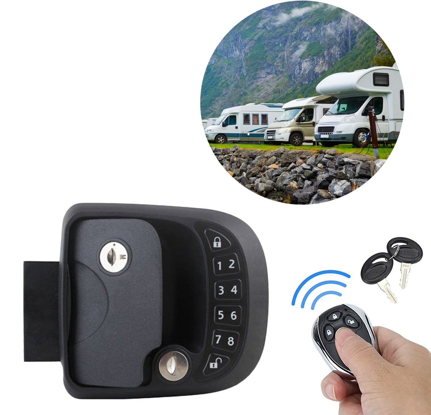 RV Lock Key Fob and RH Compact Keyless Entry Keypad, ship Lock Accessories