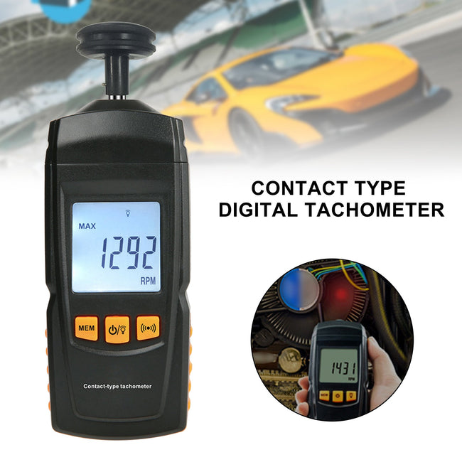 GM8906 Portable Digital Contact Motor Tachometer LCD Speedometer Tach RPM Tester