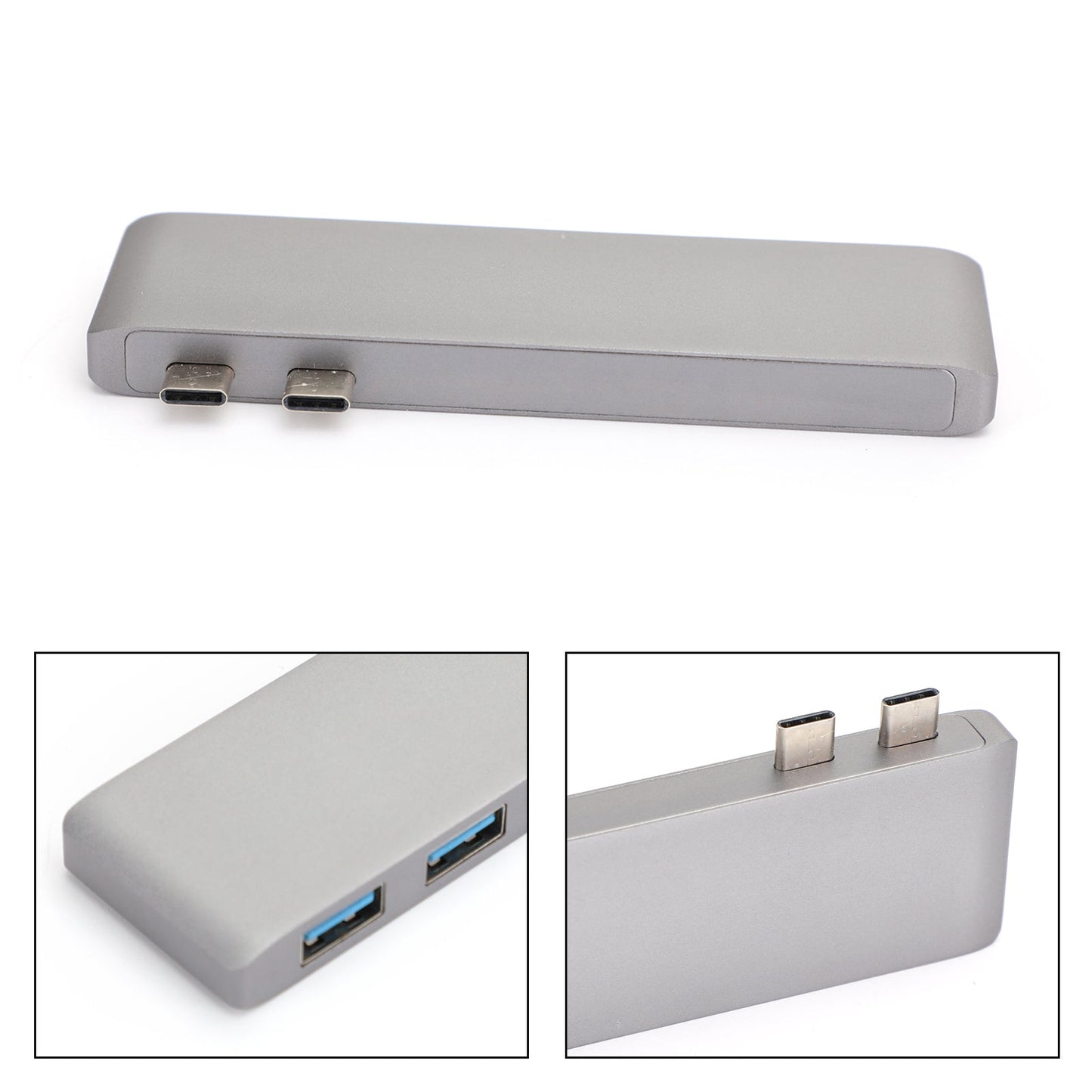 6in1 USB-C Hub Dual Type-C Multiport Card Reader Adapter 2 USB For MacBook Pro