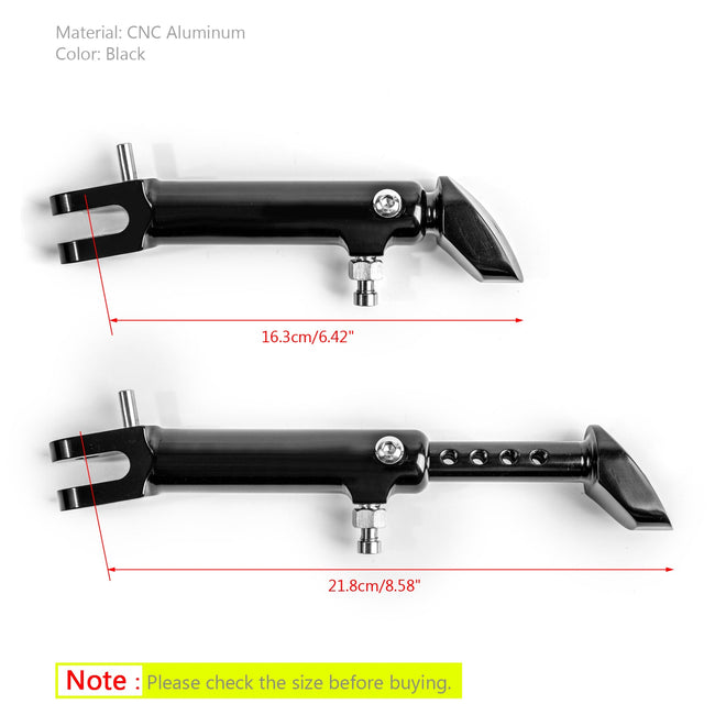 CNC Aluminum Side Stand Leg Kickstand Adjustable For Kawasaki Z900RS 2018 Black