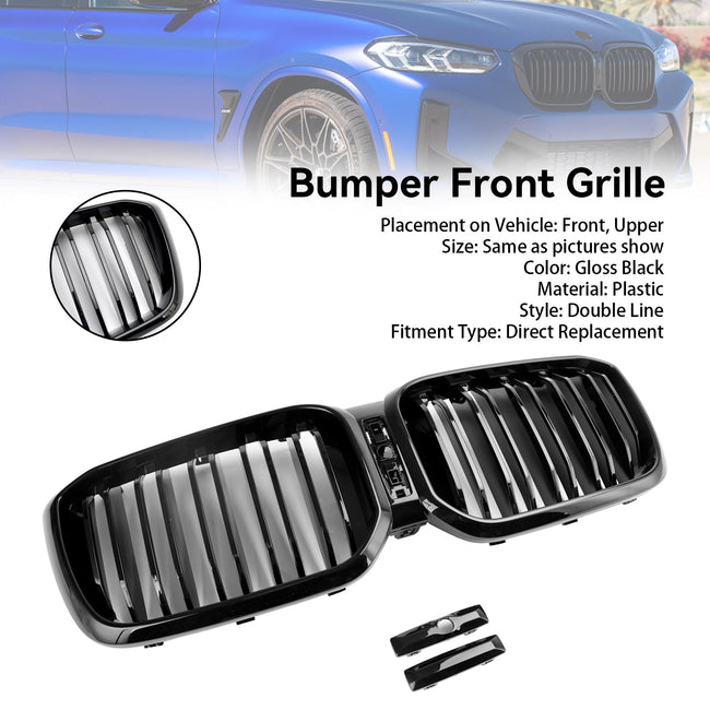 2022-2023 BMW X3 X4 G01 G02 Gloss Black Front Kidney Grill Grille