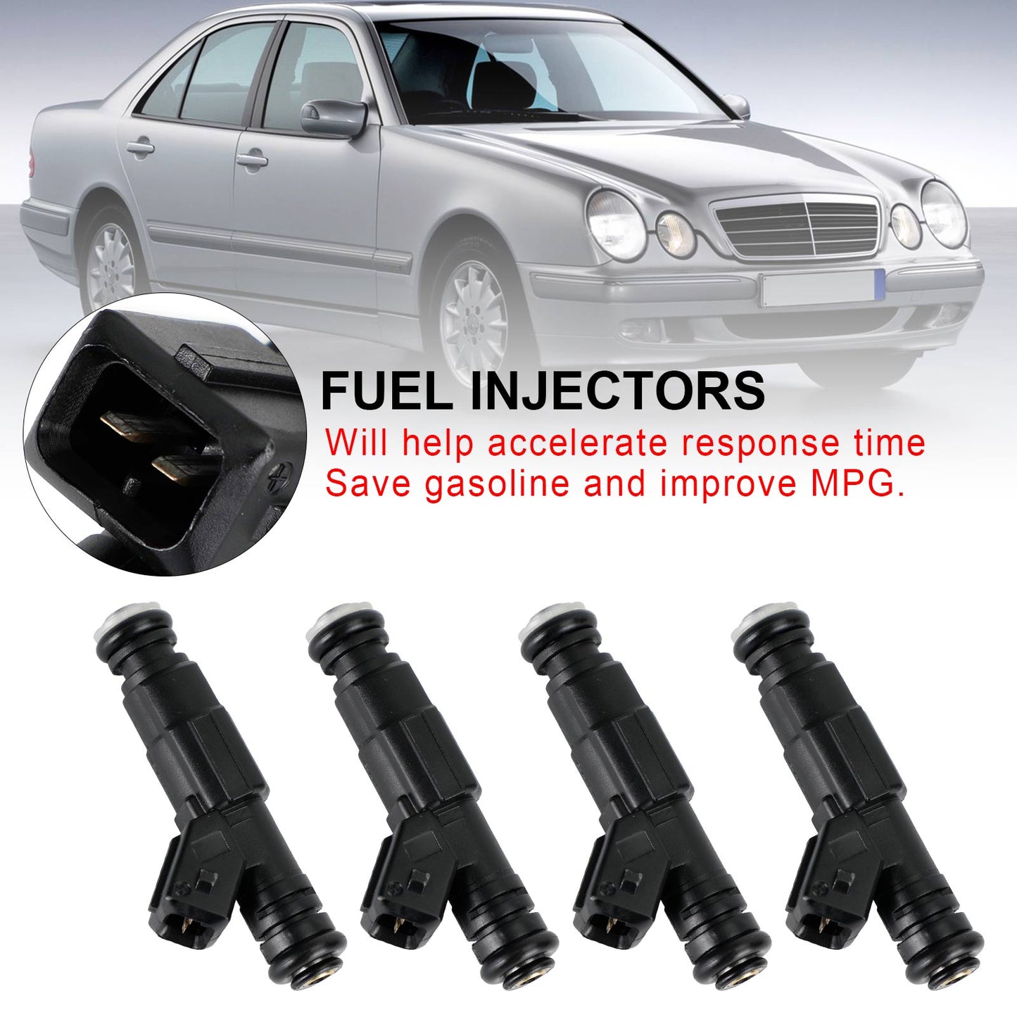 4PCS Fuel Injector 0280155821 Fit Mercedes-Benz W124 R129 W140 W202 W210