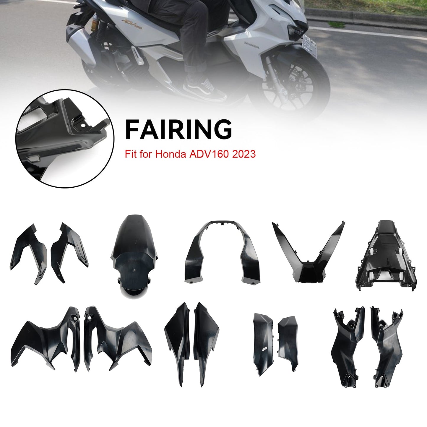 2023 Honda ADV 160 Bodywork Fairing ABS Injection Molding Unpainted#80