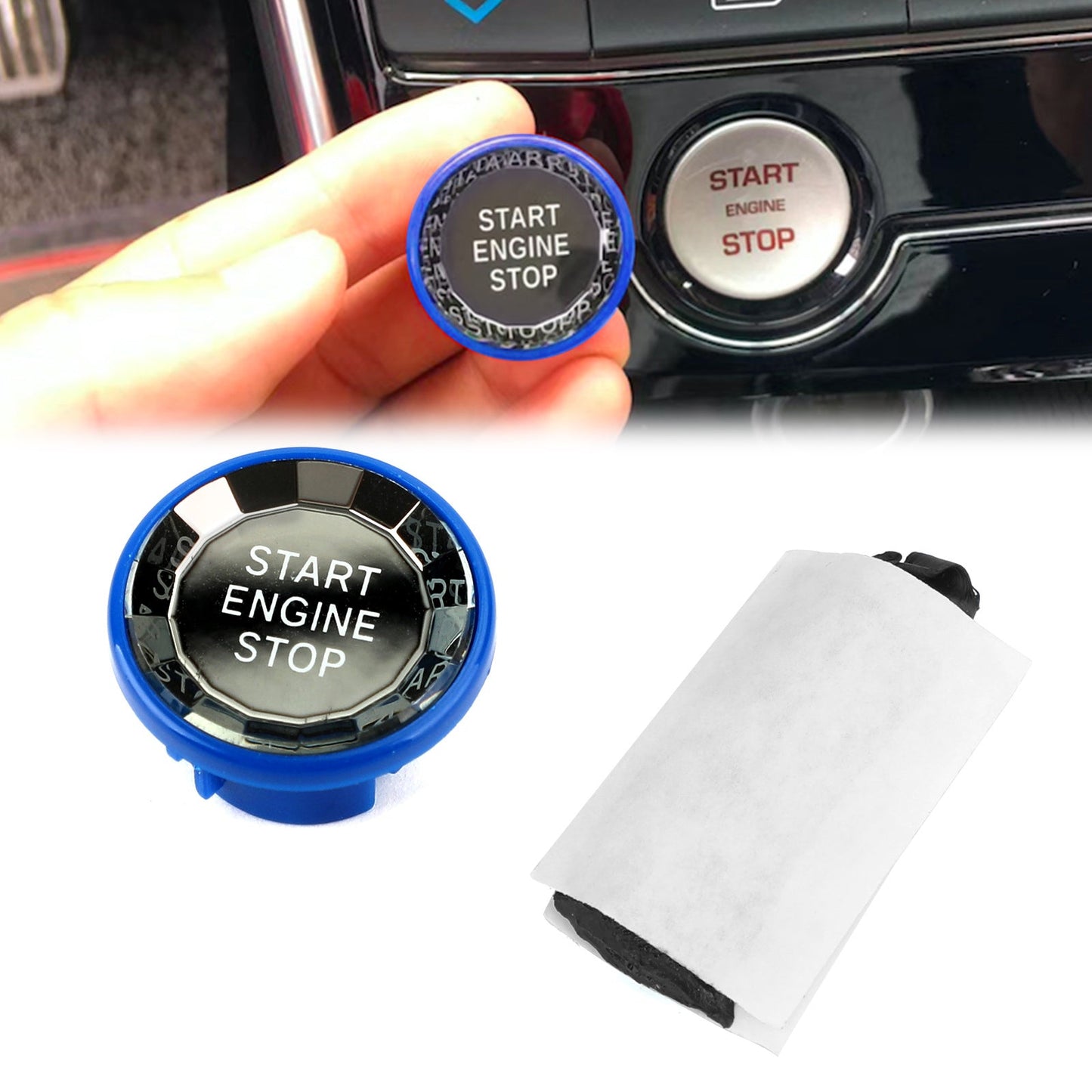 Engine Start Stop Push Button Knob Switch Decor Cover Fit For Jaguar XF XE F-Pace BLK