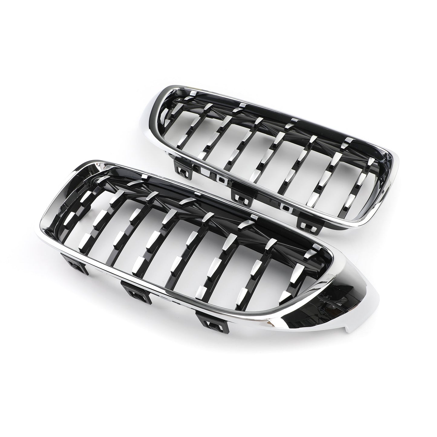 Pair Chrome Diamond Front Upper Grille For BMW 4 Series F32 F33 F36 F82 14-2018