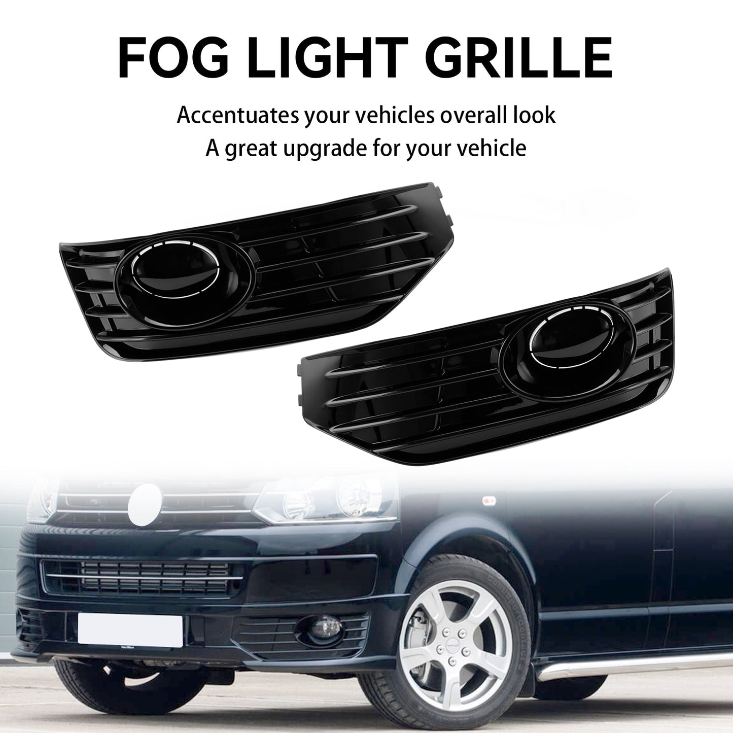 2010-2015 VW T5 T5.1 Fog Lamp Light Cover Insert S-line Grill Gloss Black