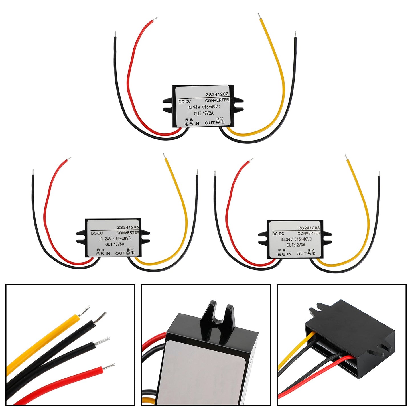 Waterproof DC-DC Converter 24V Step Down to 12V Car Power Supply Module 2A