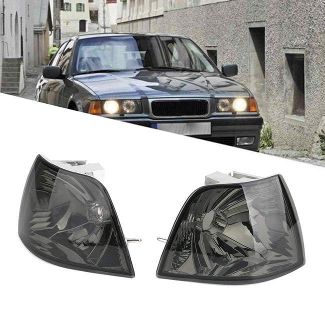 Corner Lights Parking Lamps PAIR Fit For BMW 3-Series E36 4DR 1992-1998 Smoke
