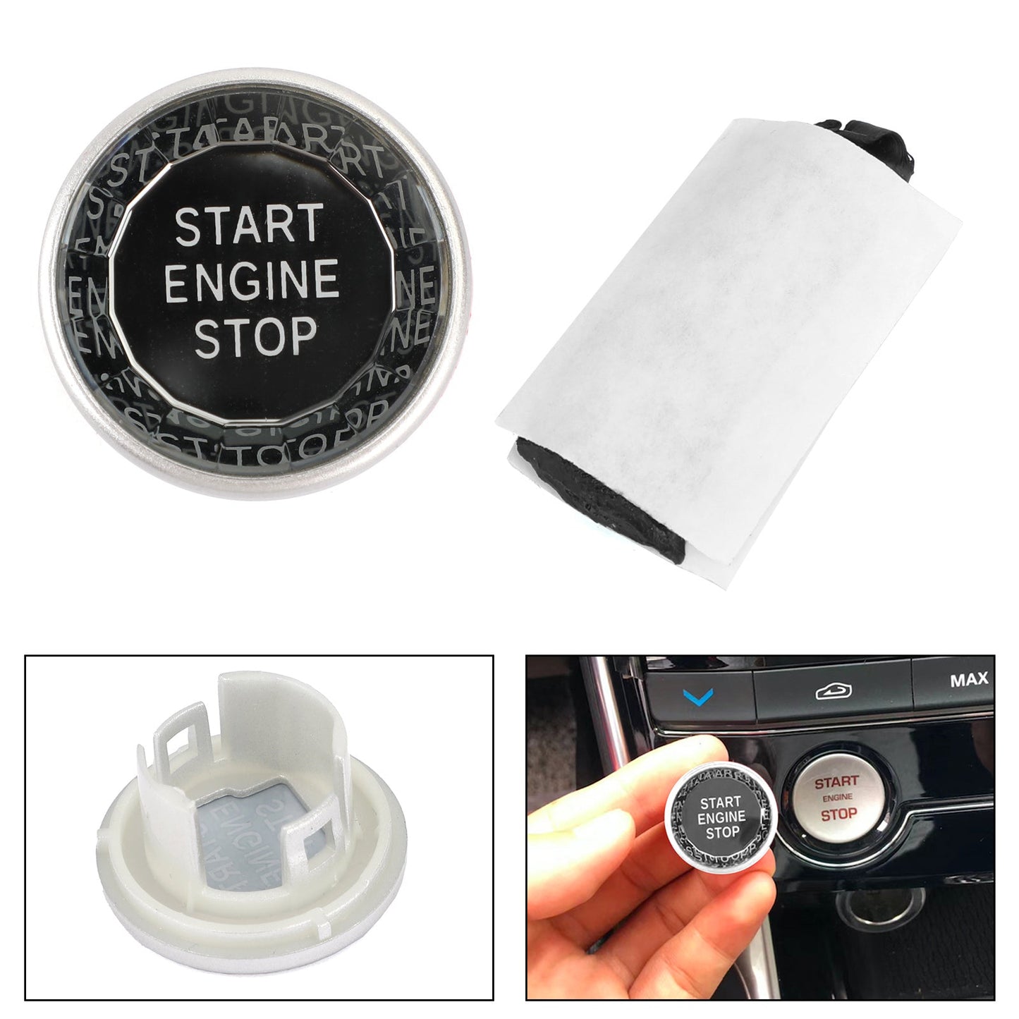 Engine Start Stop Push Button Knob Switch Decor Cover Fit For Jaguar XF XE F-Pace BLK