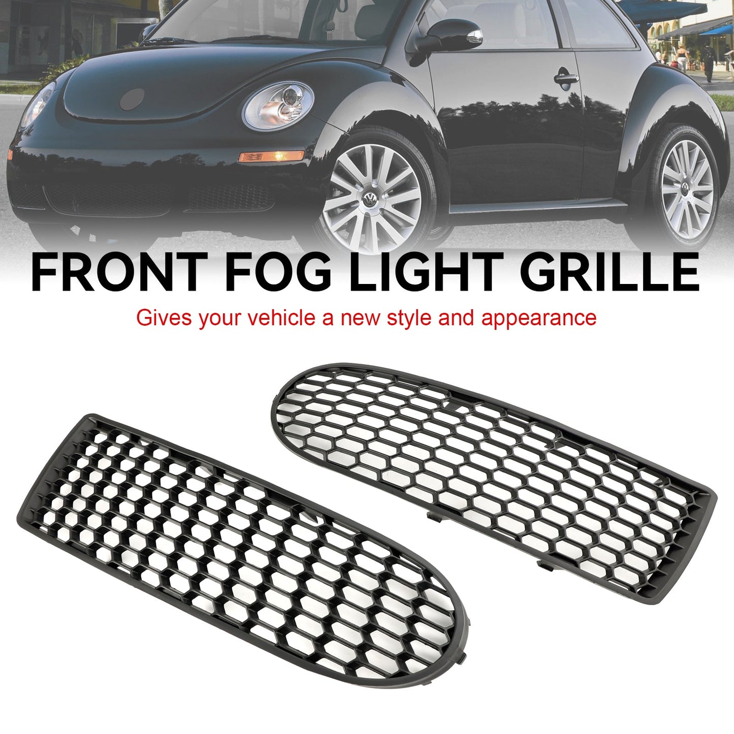 Front Bumper Fog Light Grill Fit VW Volkswagen Beetle & Beetle Convertible