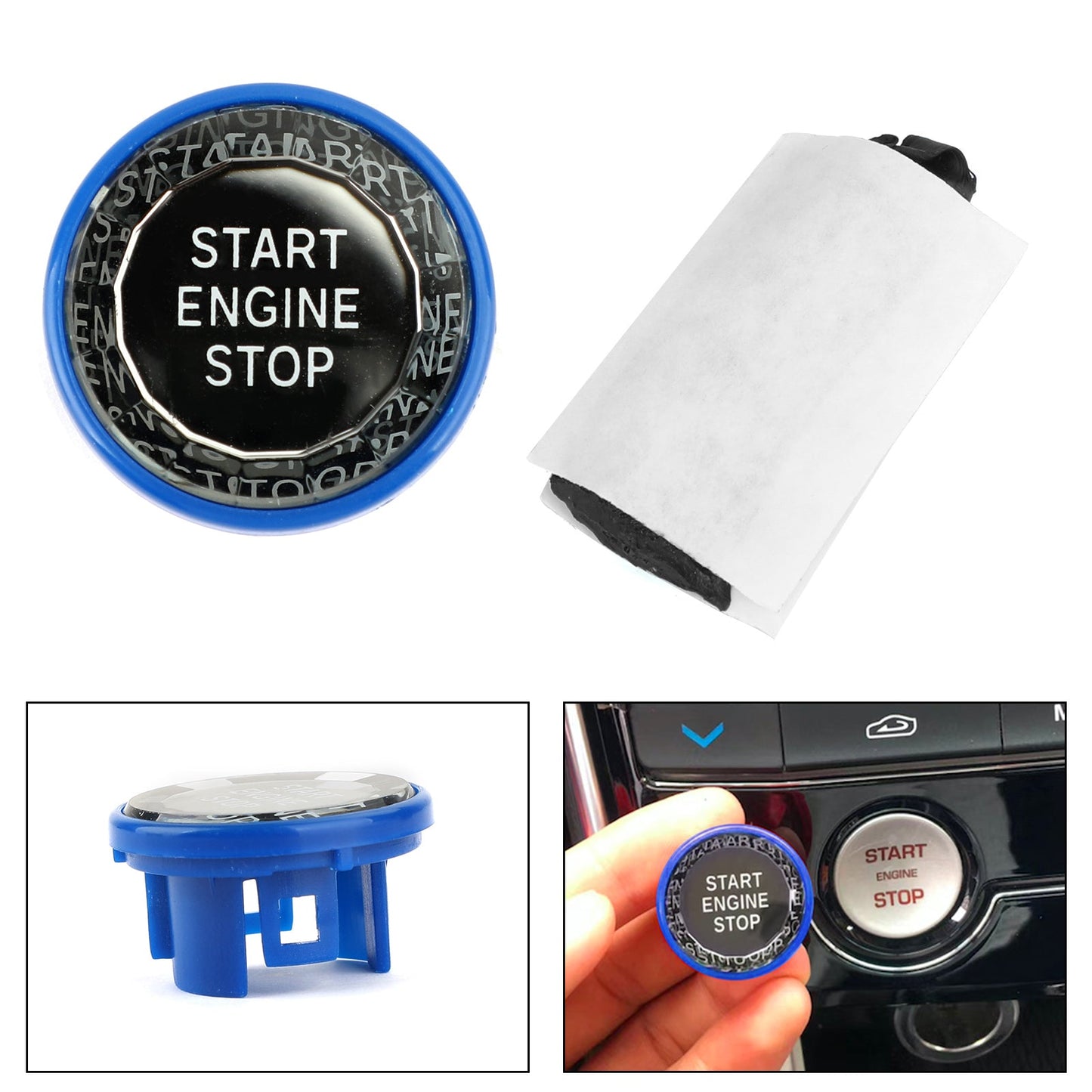 Engine Start Stop Push Button Knob Switch Decor Cover Fit For Jaguar XF XE F-Pace BLK