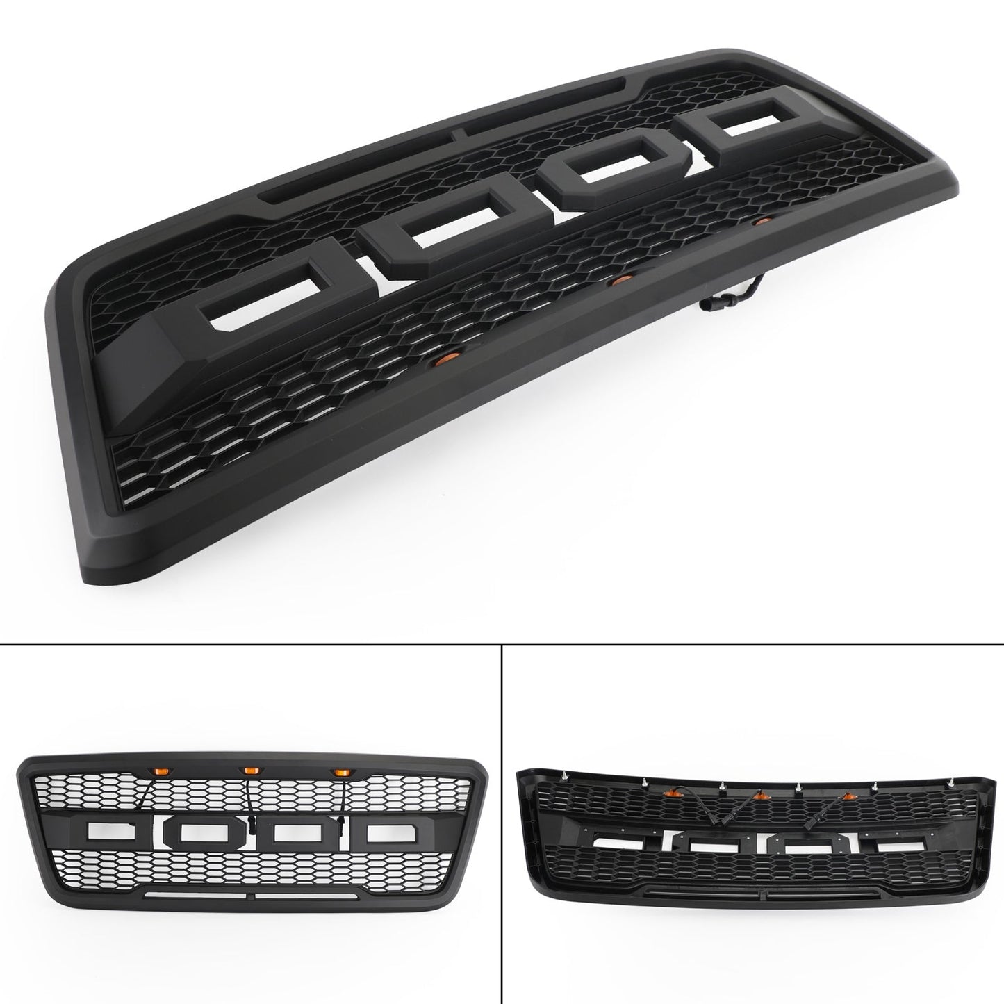 Front Mesh Hood Grill Grille For Ford F150 2004-2008 Raptor Style With LED