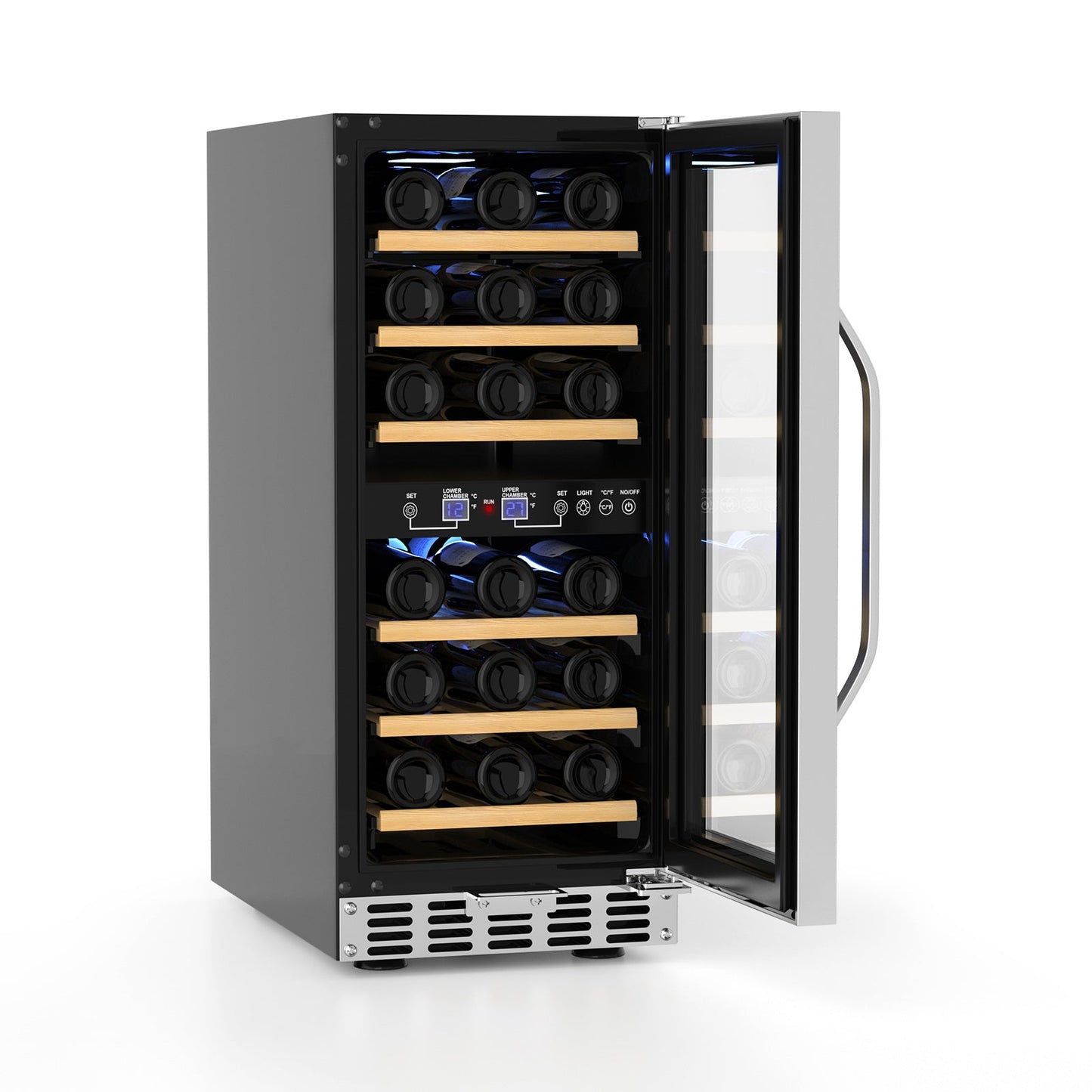 Wine Cooler Fridge 80L 33Bottle Dual Zone Freestanding Built-in Refrigerator