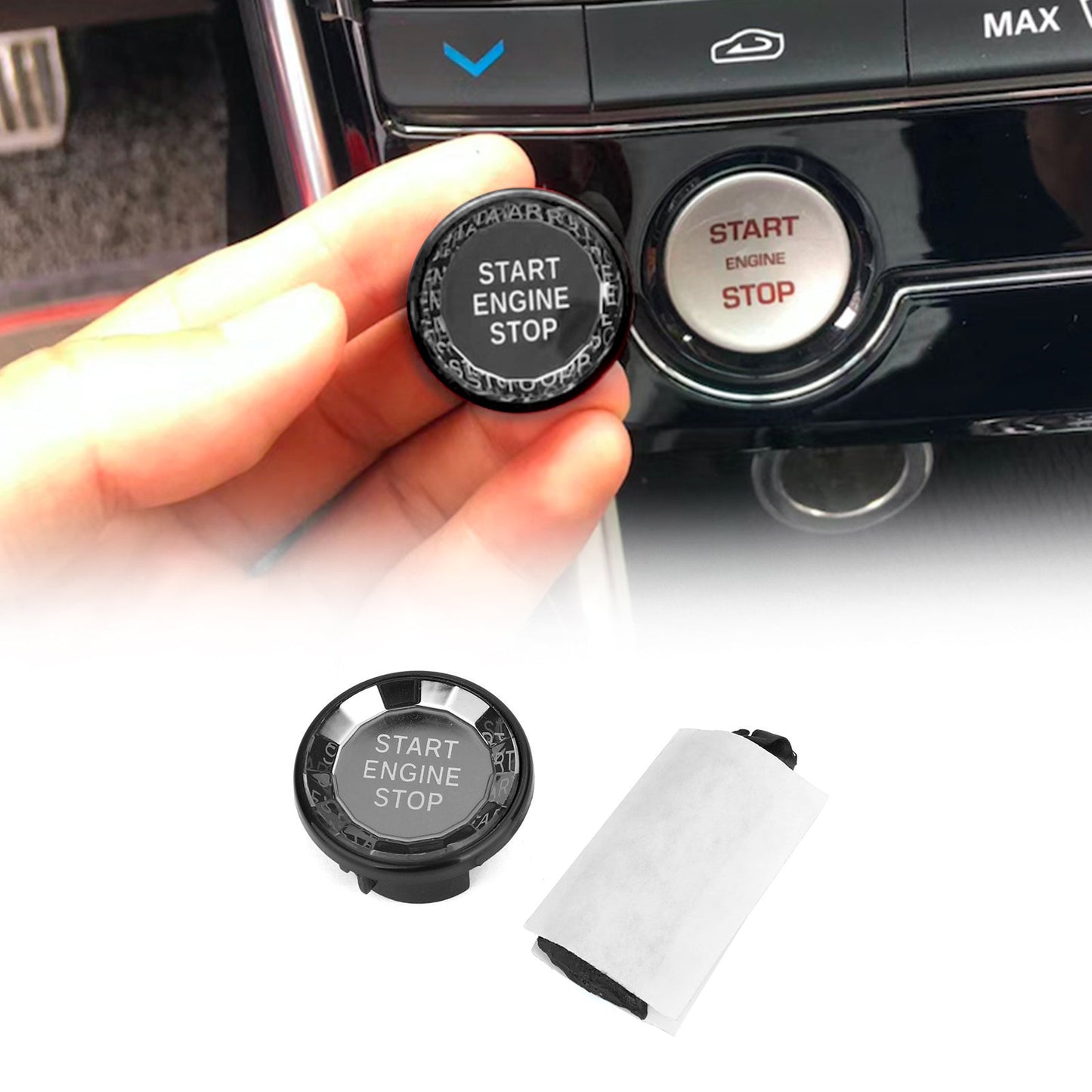 Engine Start Stop Push Button Knob Switch Decor Cover Fit For Jaguar XF XE F-Pace BLK