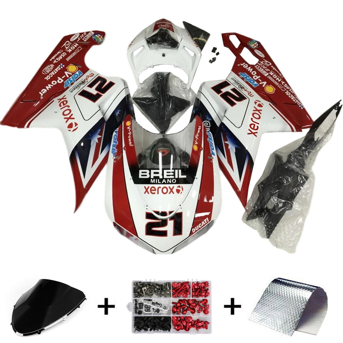 2007-2011 Ducati 1098 1198 848 Fairing Kit Bodywork ABS