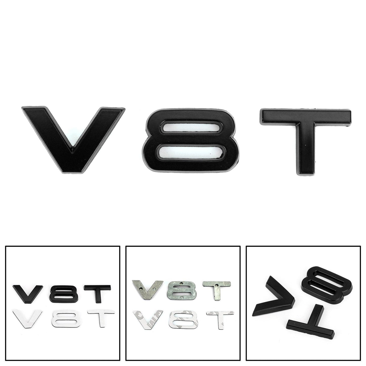 V8T Emblem Badge Fit For AUDI A1 A3 A4 A5 A6 A7 Q3 Q5 Q7 S6 S7 S8 S4 SQ5 Black
