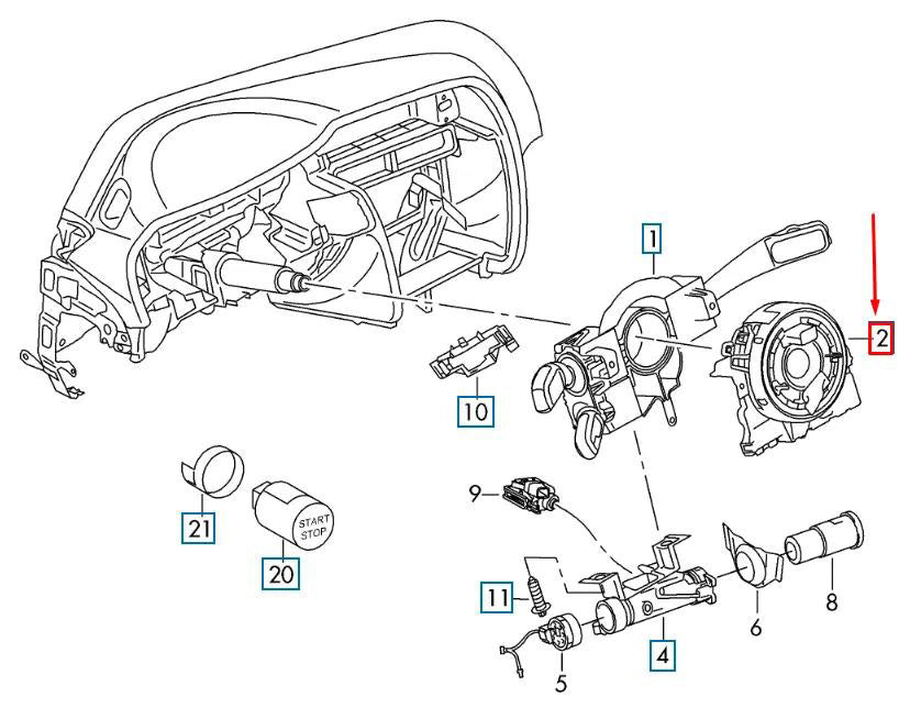 2017+ Audi Q2 Steering Angle Sensor Clock Spring Module 5Q0953549E