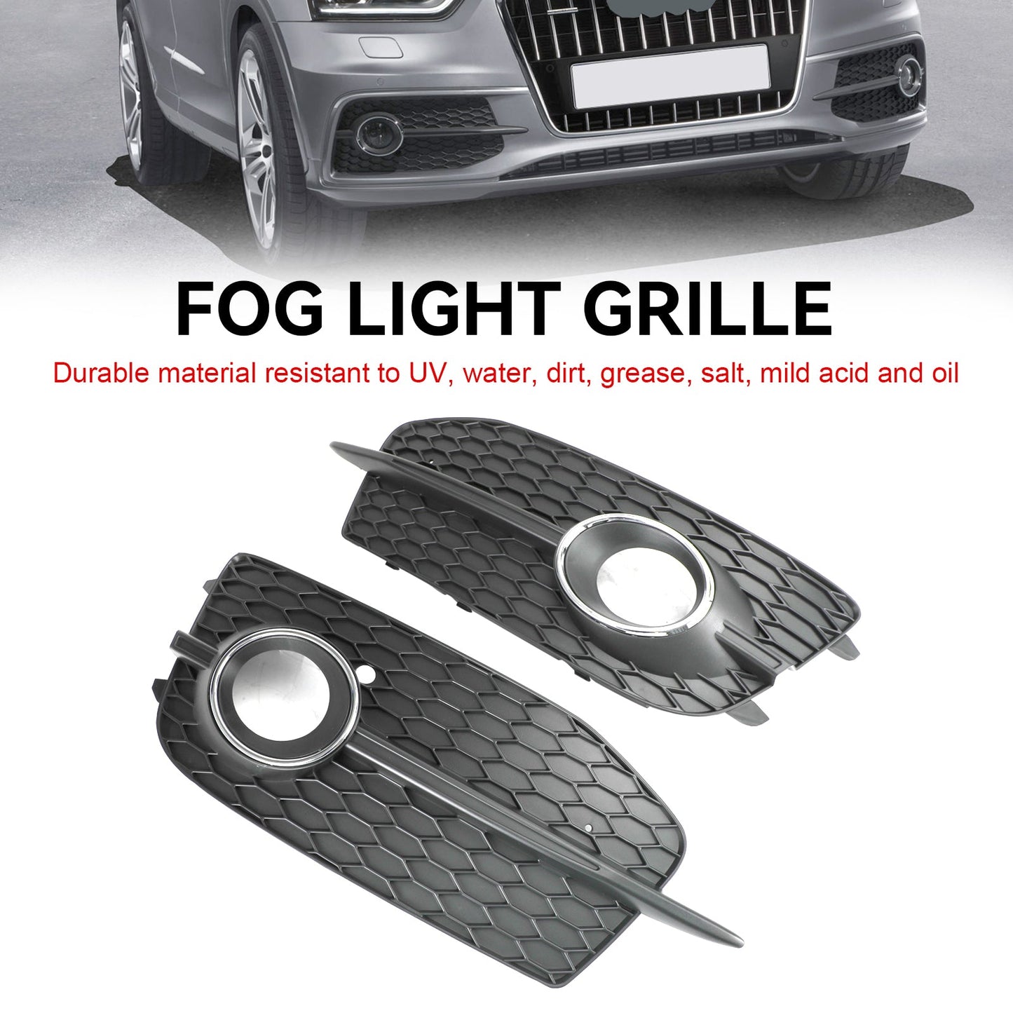 2012-2014 Audi Q3 S-Line 2PCS Bumper Fog Light Grill Grille 8U0807681DSP9