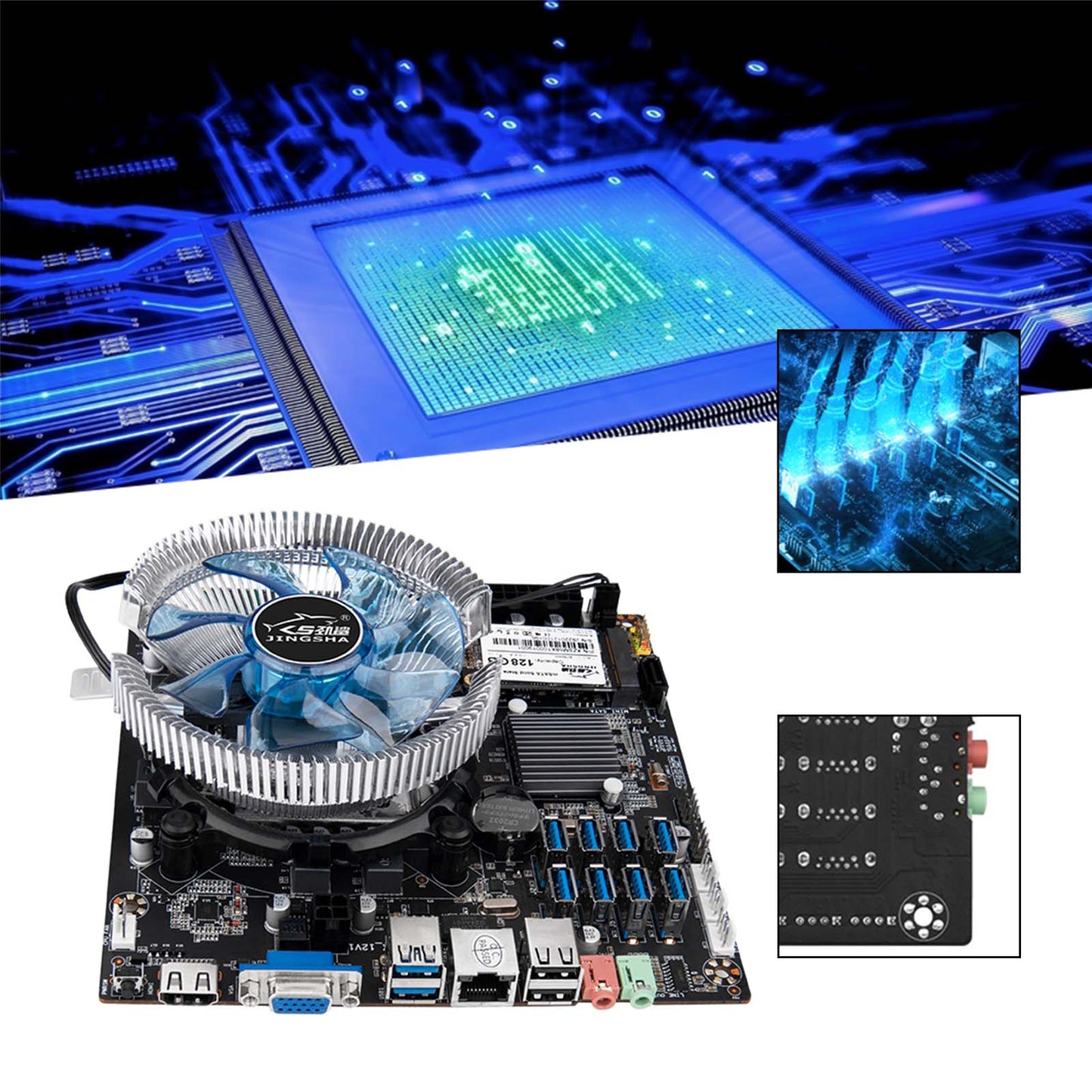 Mining Motherboard CPU DDR3 memory Slot Riserless 8*USB Mining Expert Board