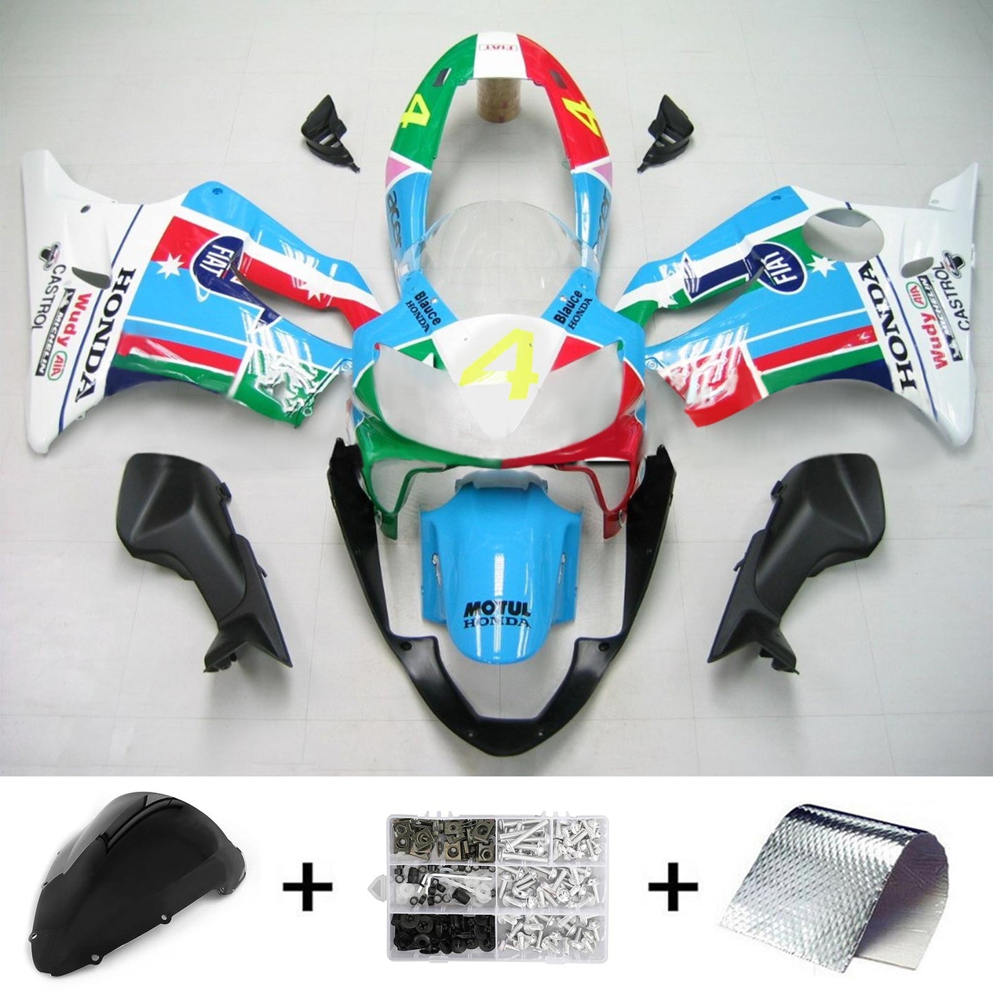 2004-2007 Honda CBR600 F4i Amotopart Injection Fairing Kit Bodywork Plastic ABS #129