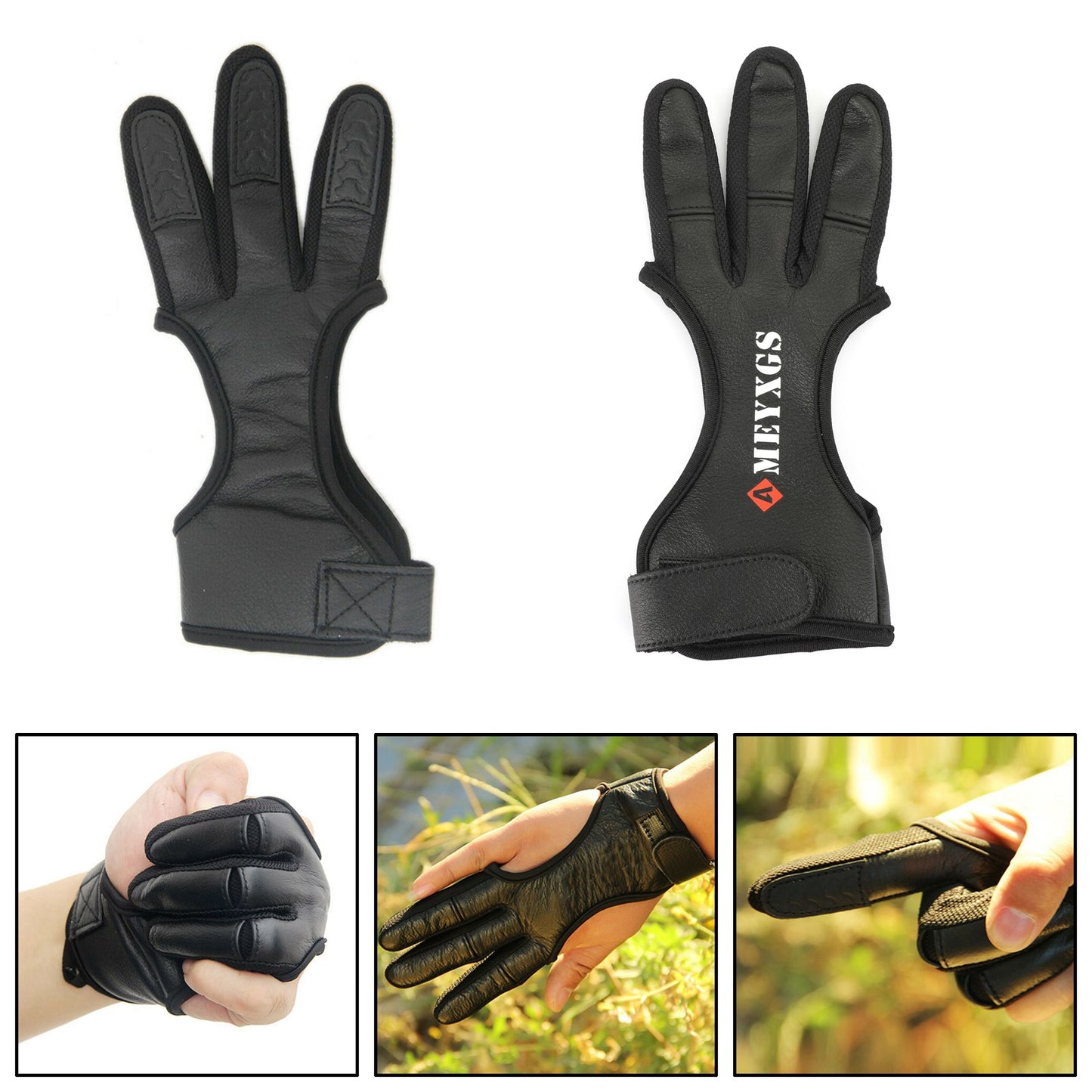 Finger Glove Tab Protector Huntin Leather Gear 3 Guard Bow Archery Traditional