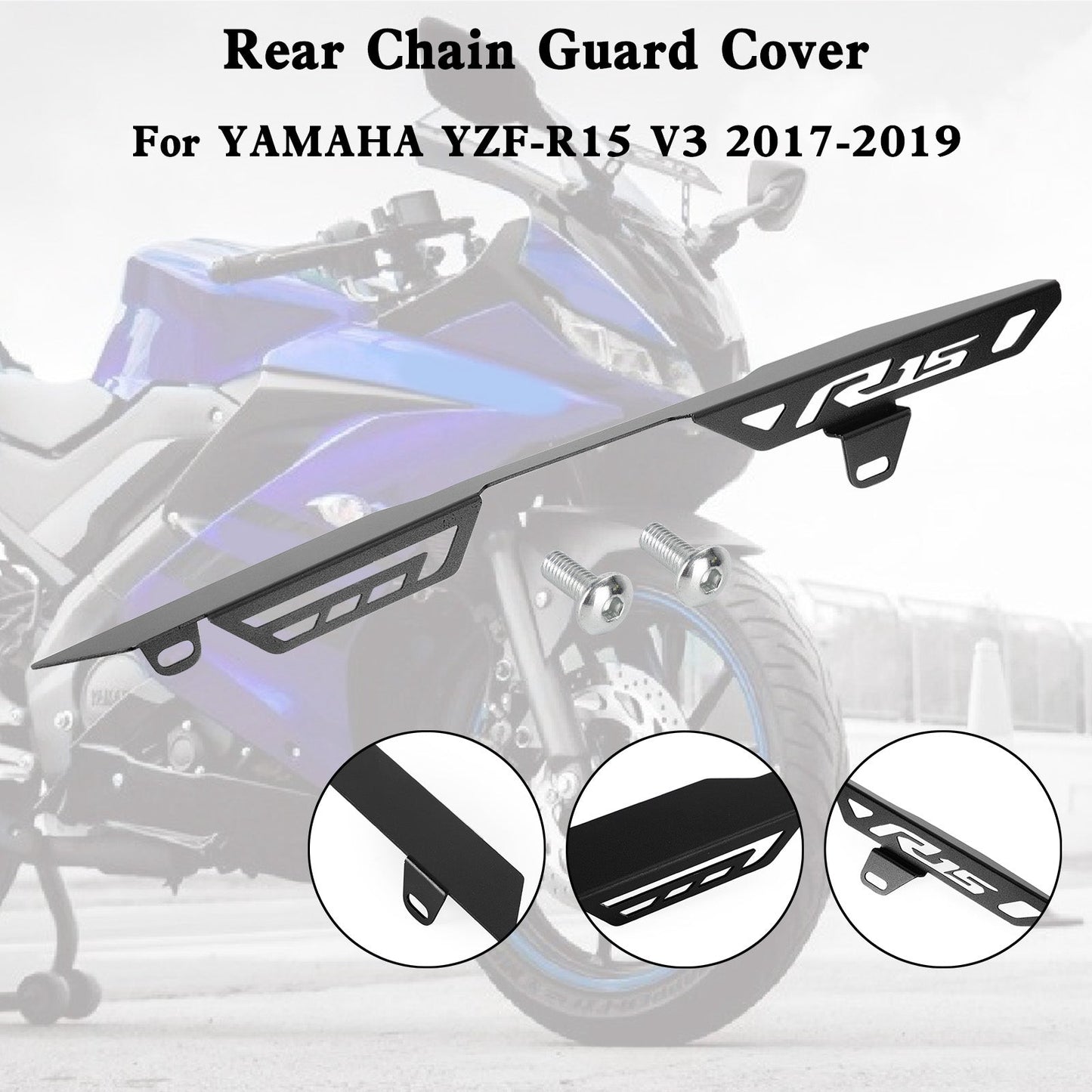 Rear Sprocket Chain Guard Protector Cover For YAMAHA YZF R15 V3 2017-2019 Black