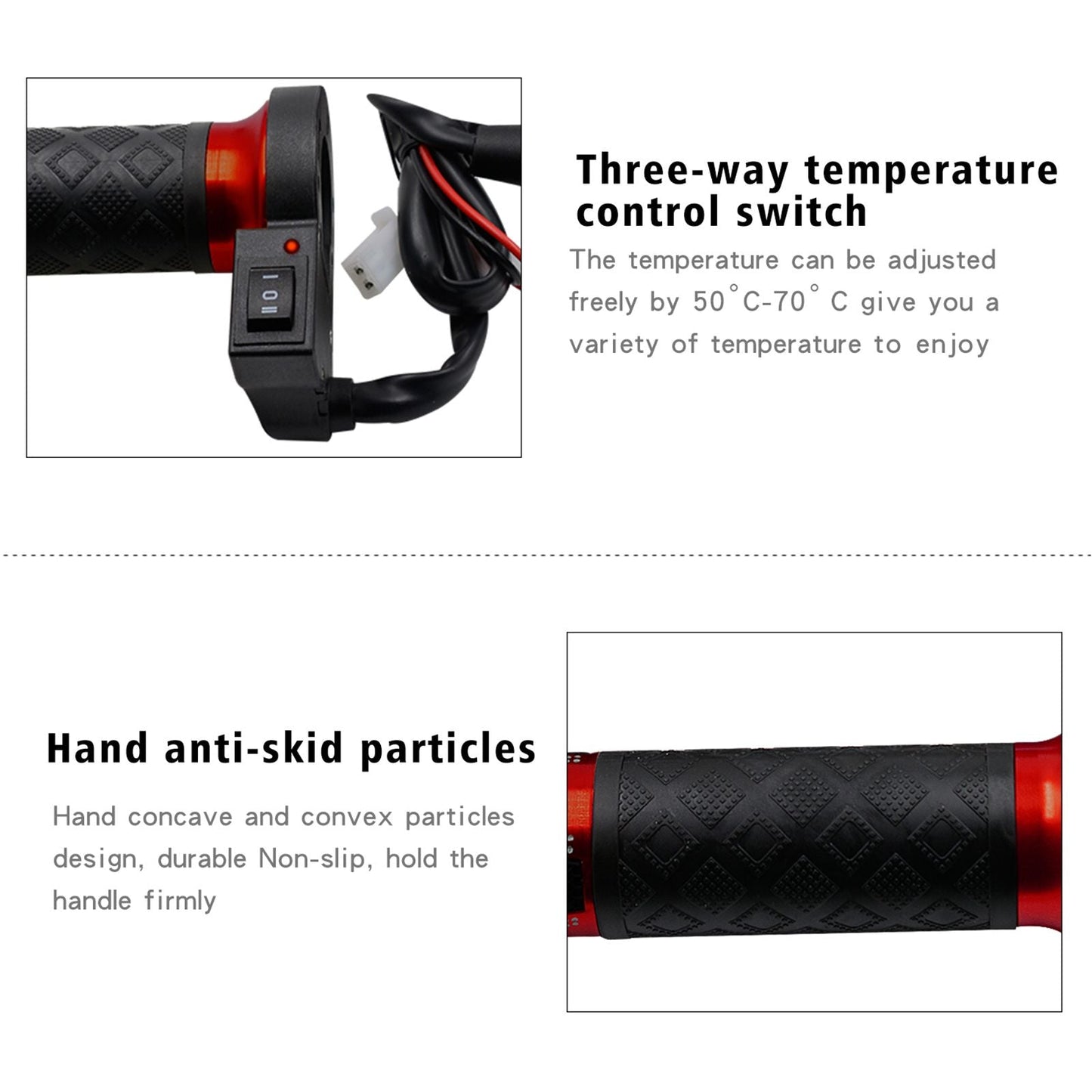 2X 7/8" 22Mm 12V Electric Heated Hand Grips Heating Handle Red For Motorcycle