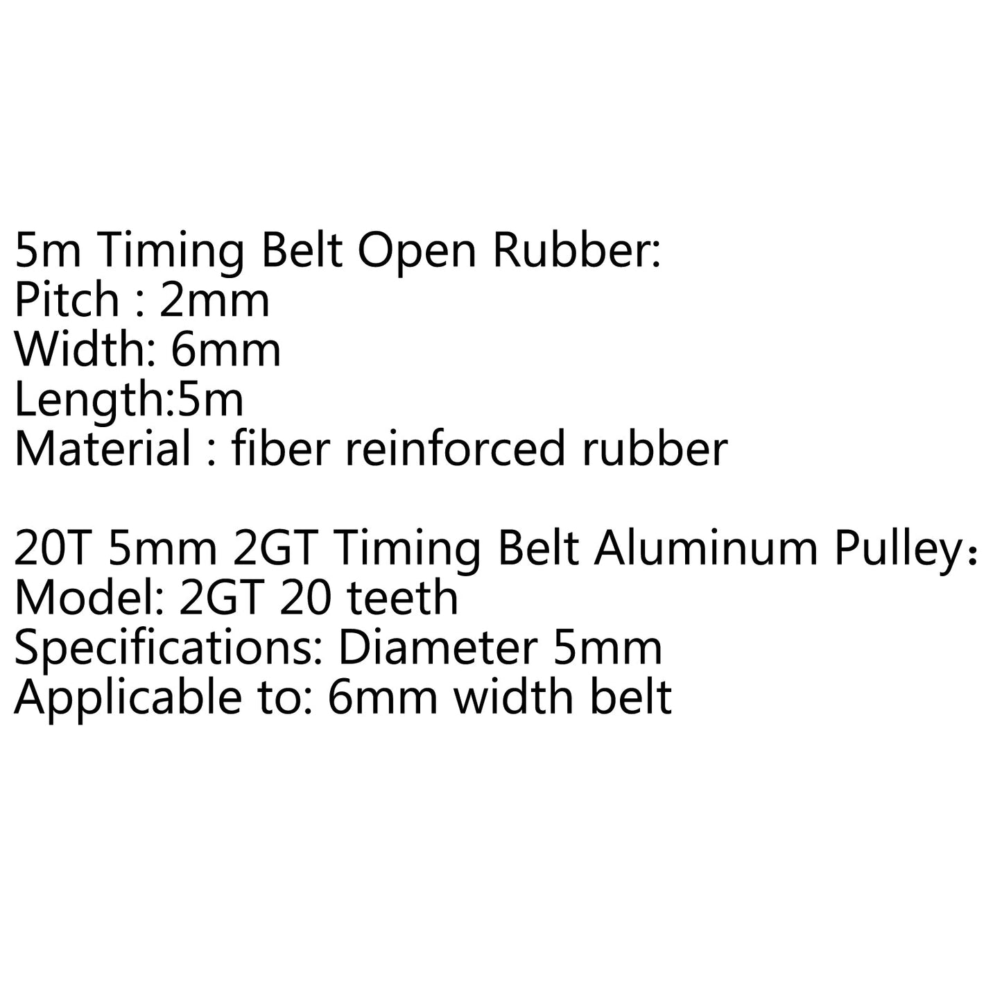 8pcs GT2 Pulley 20Teeth Bore 5mm + 5m GT2 Timing Belt For 3D Printer Part RepRap