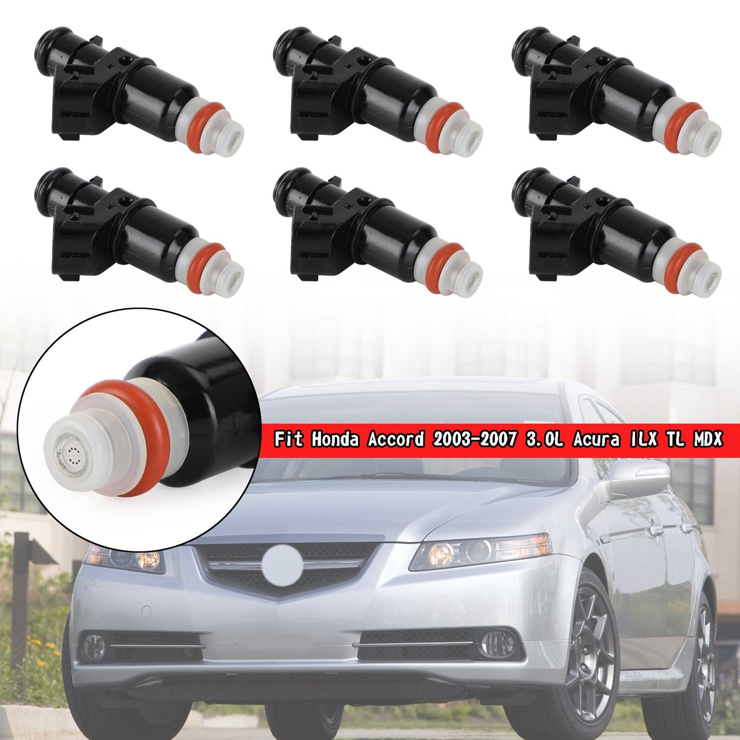 6PCS Fuel Injectors 16450-RCA-A01 Fit Honda Accord 2003-2007 3.0L Fit Acura ILX