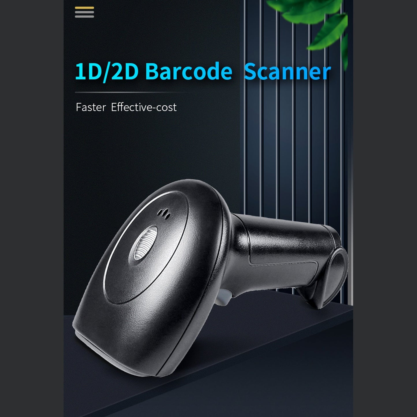 HS-22 Intelligent 1D + 2D Laser Scanner Bar Code Reader Handheld Gun with Stand